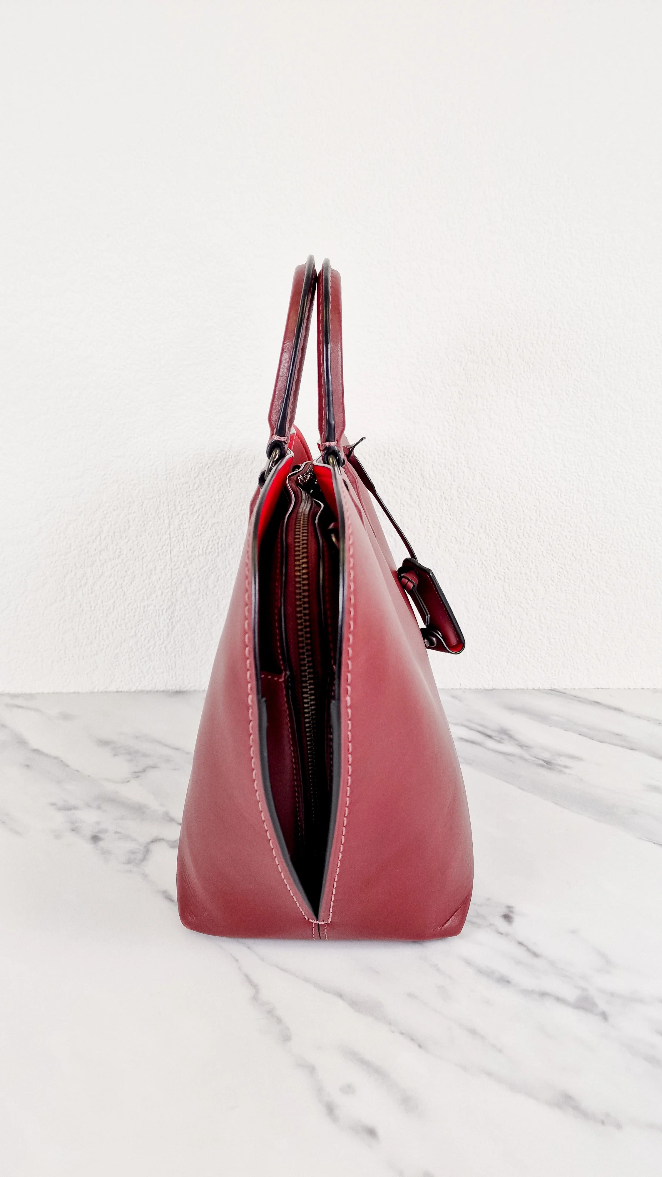 Coach 1941 Dakotah Satchel in Burgundy Red Smooth Leather - Handbag Crossbody Bag - Coach 59132 - Image 5