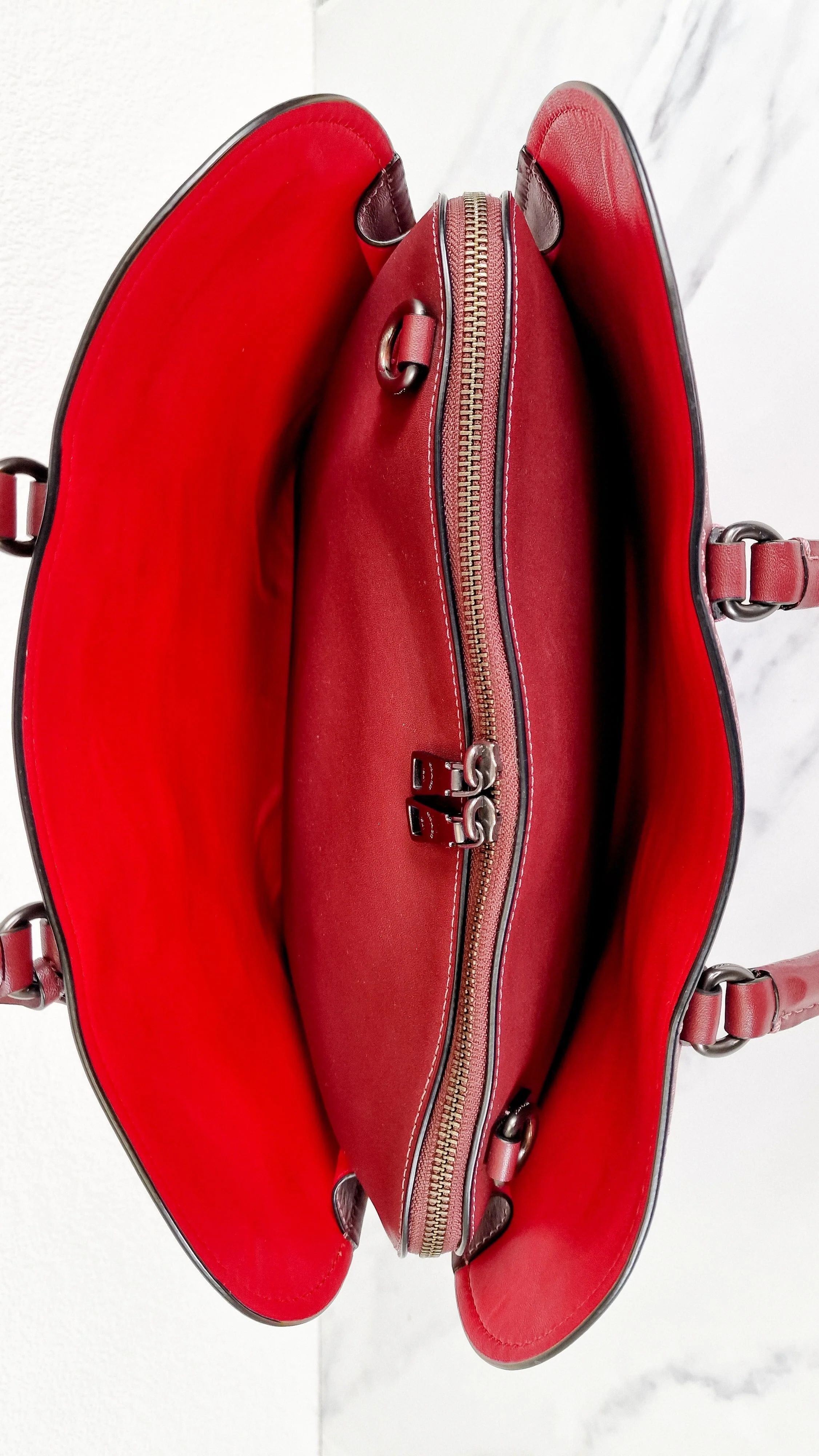 Coach 1941 Dakotah Satchel in Burgundy Red Smooth Leather - Handbag Crossbody Bag - Coach 59132 - Image 6