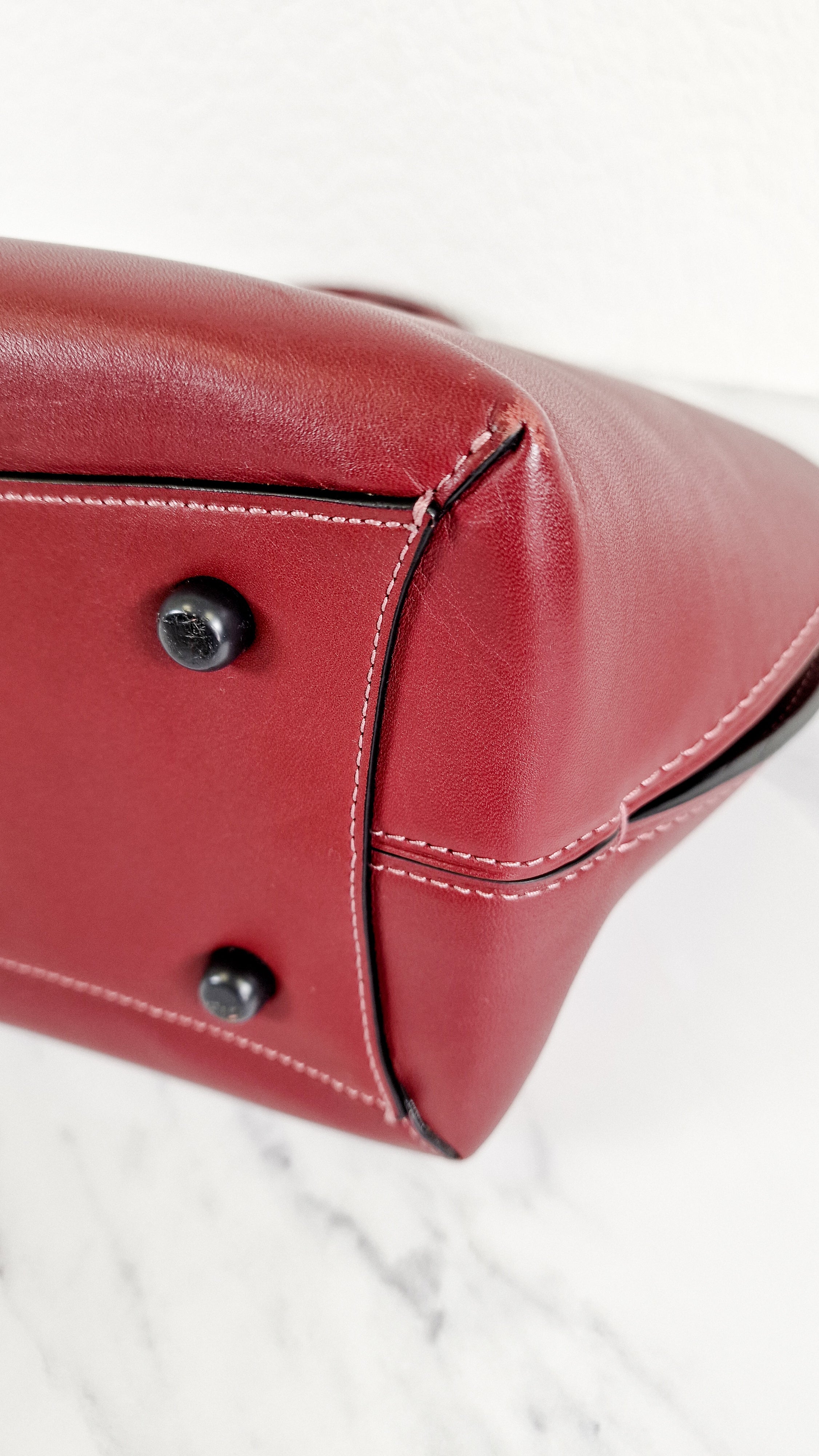 Coach 1941 Dakotah Satchel in Burgundy Red Smooth Leather - Handbag Crossbody Bag - Coach 59132 - Image 9
