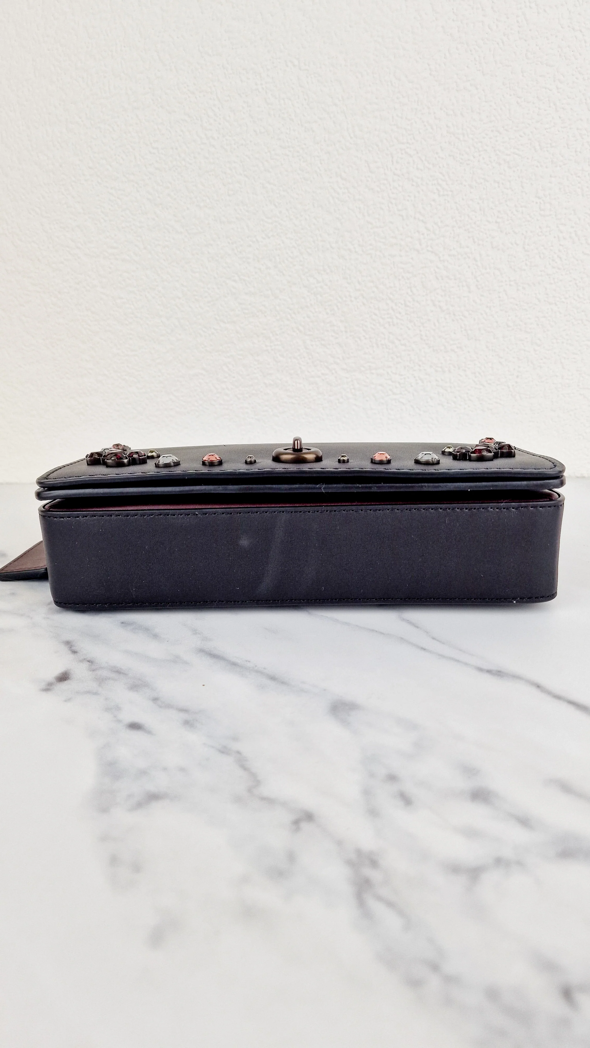 Coach 1941 Dinky Black with Crystal Bow Embellishment - Smooth Leather Crossbody Bag - Coach 38646 - Image 11