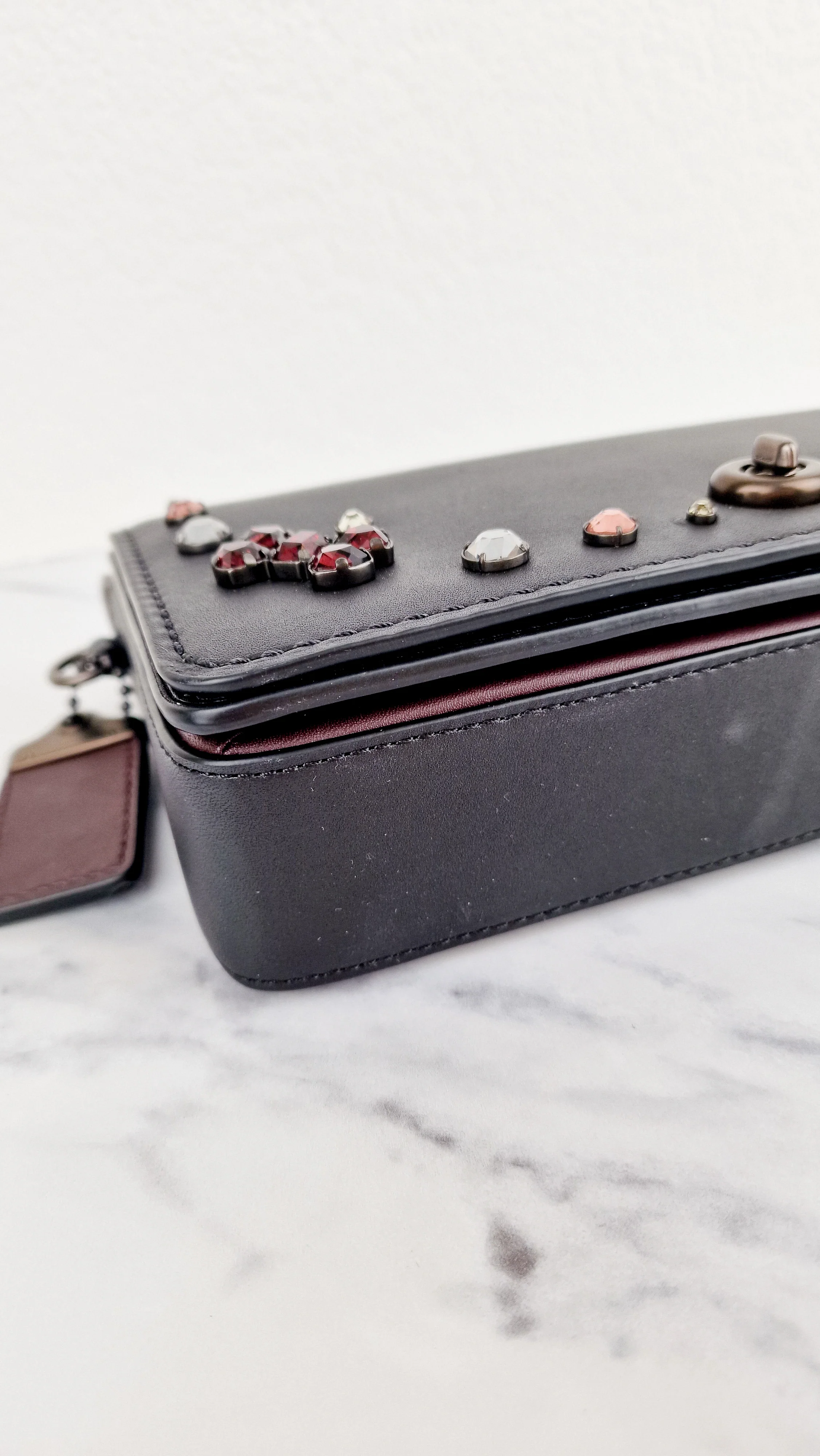Coach 1941 Dinky Black with Crystal Bow Embellishment - Smooth Leather Crossbody Bag - Coach 38646 - Image 13