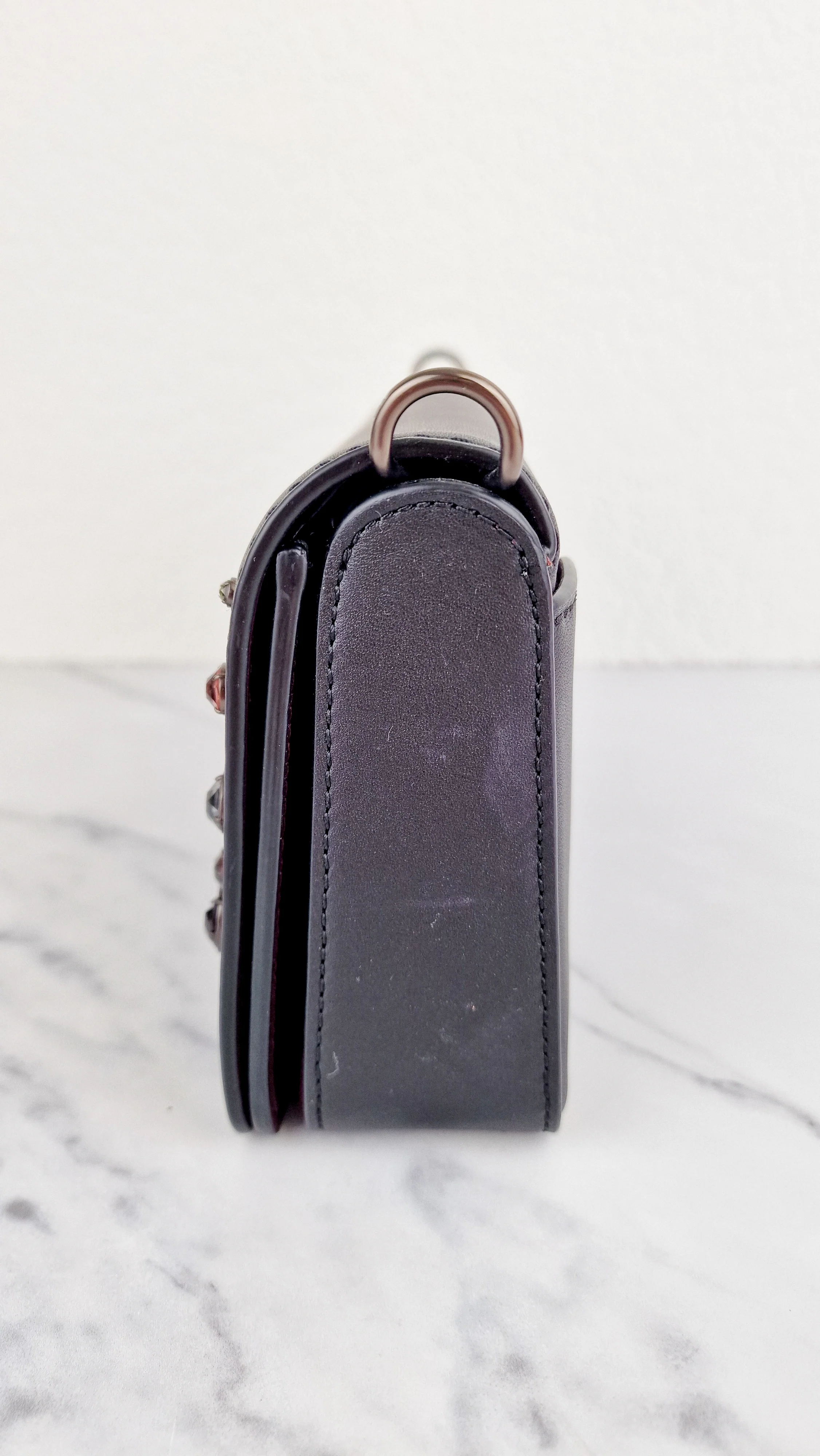 Coach 1941 Dinky Black with Crystal Bow Embellishment - Smooth Leather Crossbody Bag - Coach 38646 - Image 7