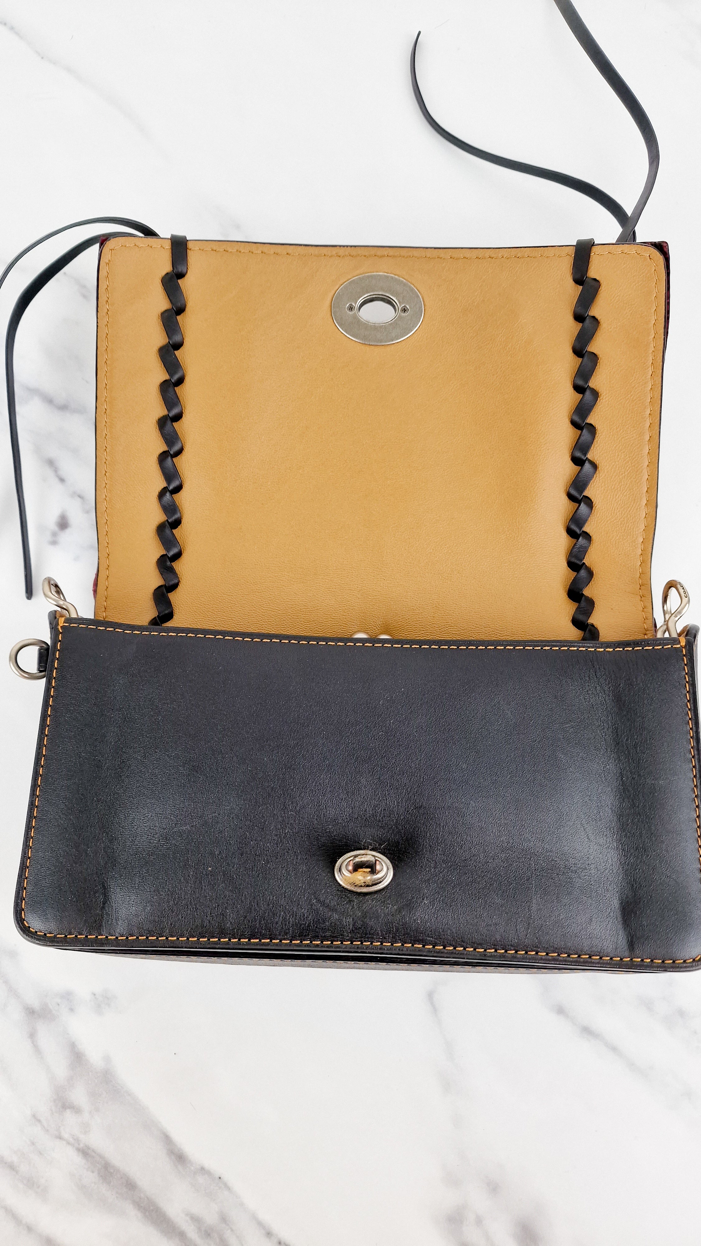 Coach Dinky Whipstitch Snakeskin Bag - 1941 Crossbody Bag Black Smooth Leather With White Snakeskin Panels - Coach 86921 - Image 13