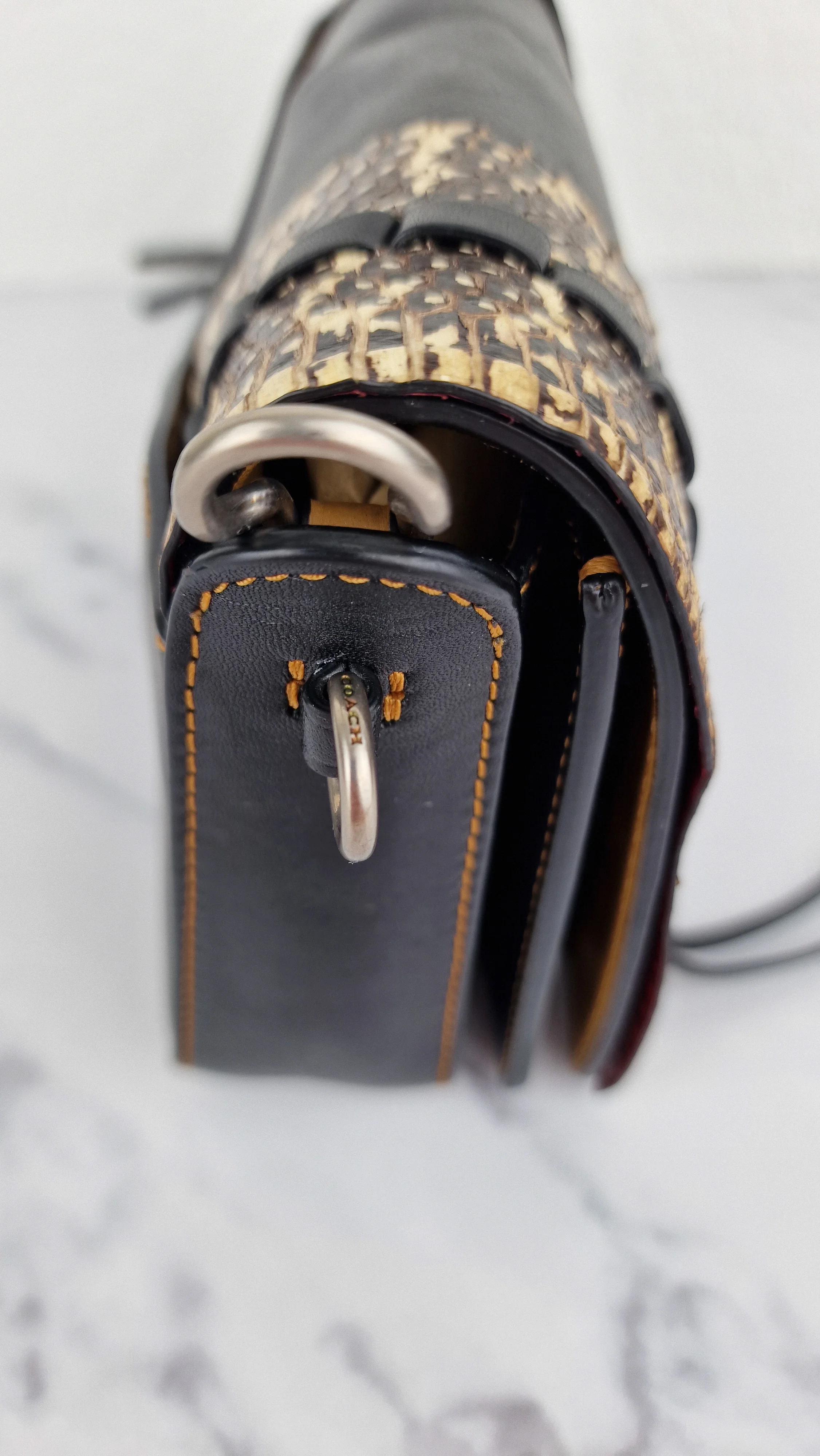 Coach Dinky Whipstitch Snakeskin Bag - 1941 Crossbody Bag Black Smooth Leather With White Snakeskin Panels - Coach 86921 - Image 9
