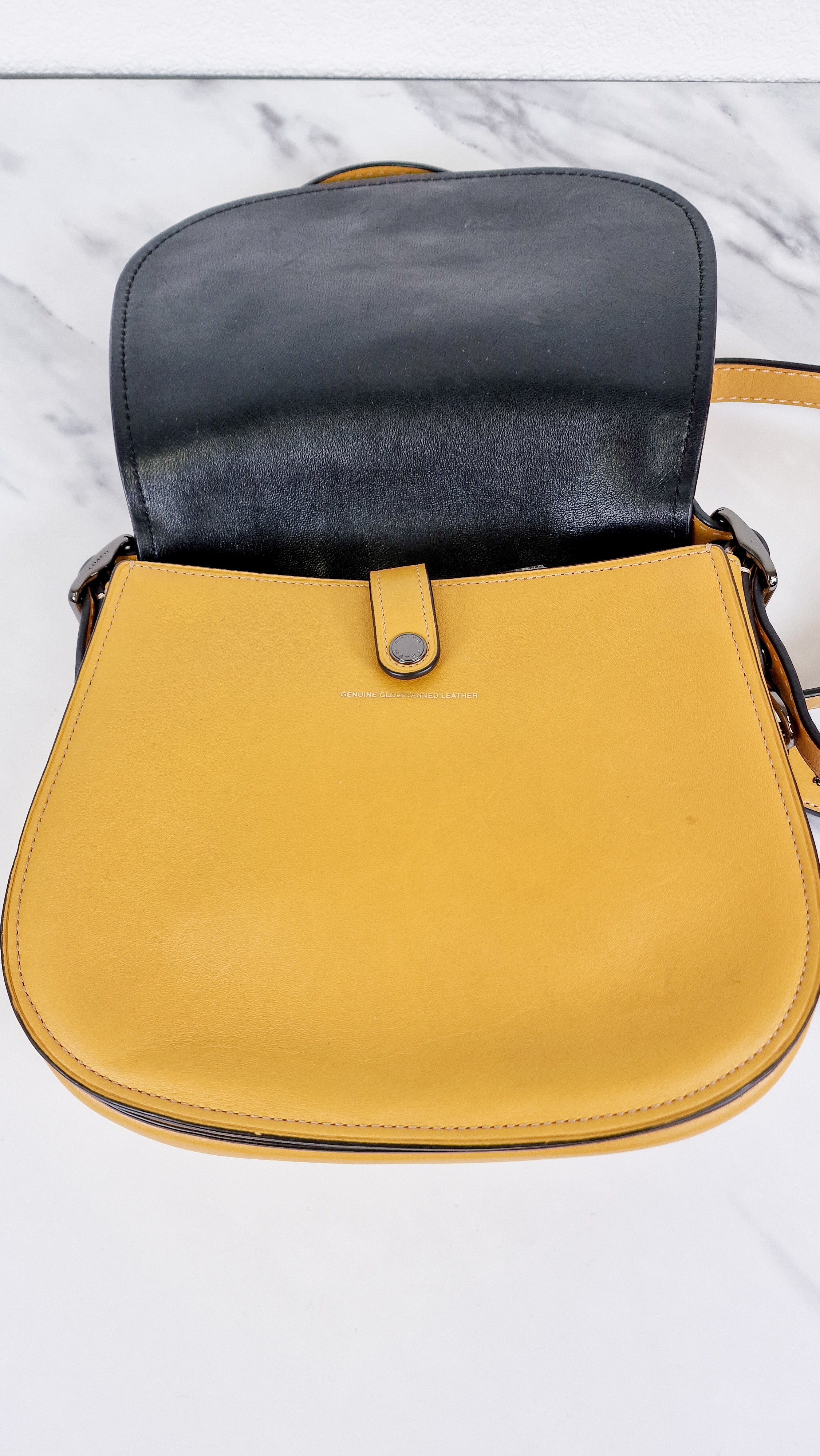 Disney X Coach 1941 Saddle Bag 23 with Mickey Mouse on Roller Skates in Flax Yellow Smooth Leather Crossbody Bag LIMITED EDITION - Coach 38421 - Image 12