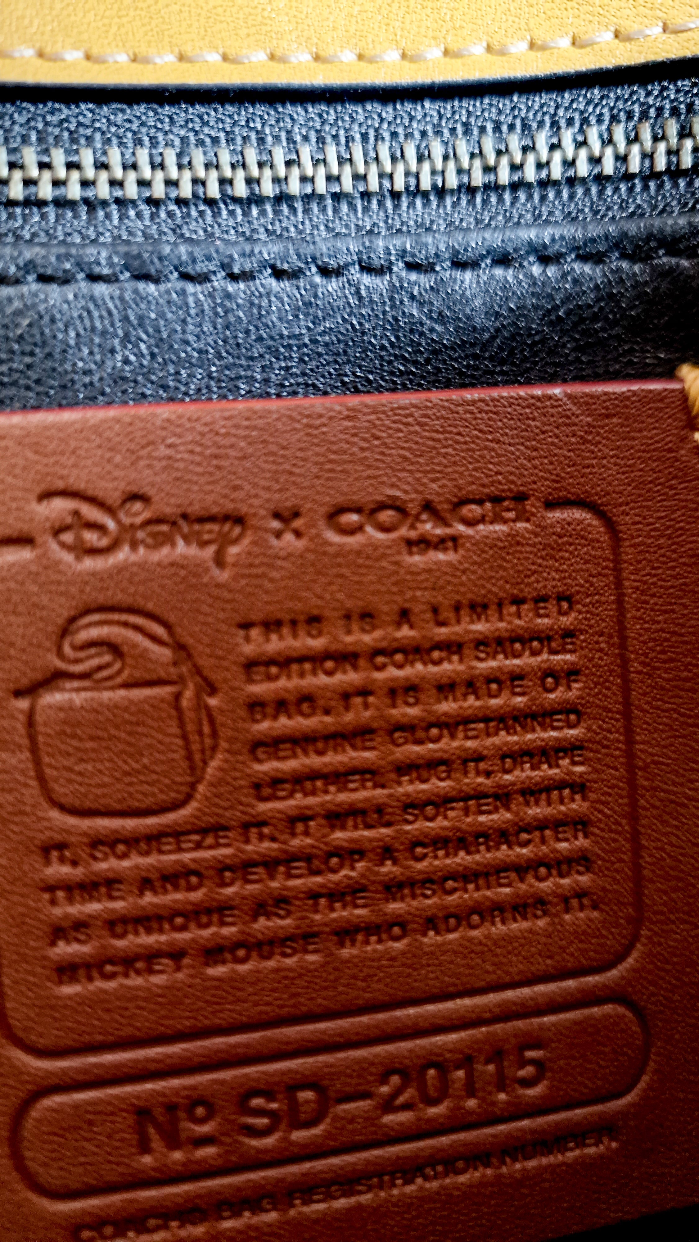 Disney X Coach 1941 Saddle Bag 23 with Mickey Mouse on Roller Skates in Flax Yellow Smooth Leather Crossbody Bag LIMITED EDITION - Coach 38421 - Image 14