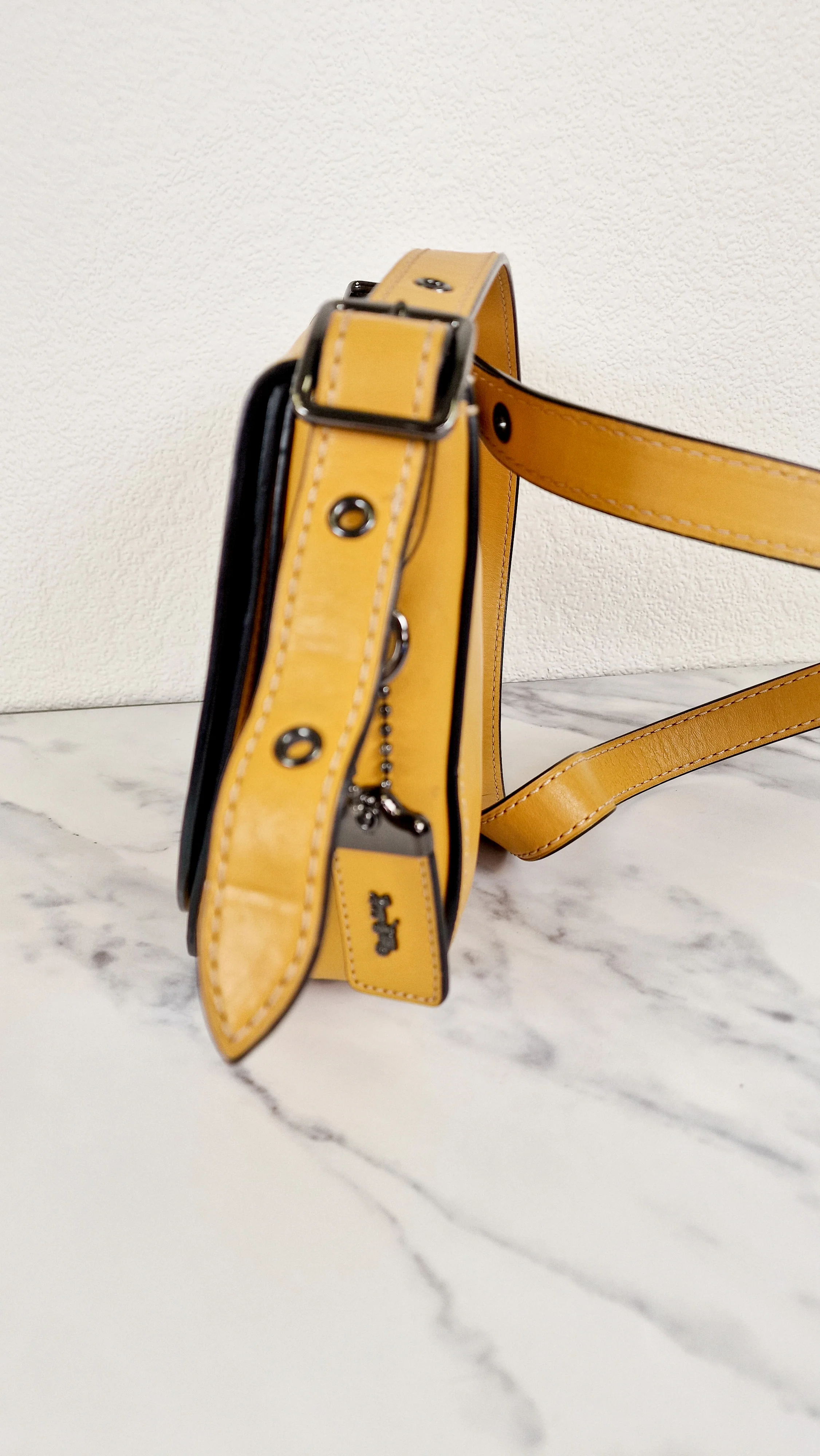 Disney X Coach 1941 Saddle Bag 23 with Mickey Mouse on Roller Skates in Flax Yellow Smooth Leather Crossbody Bag LIMITED EDITION - Coach 38421 - Image 6