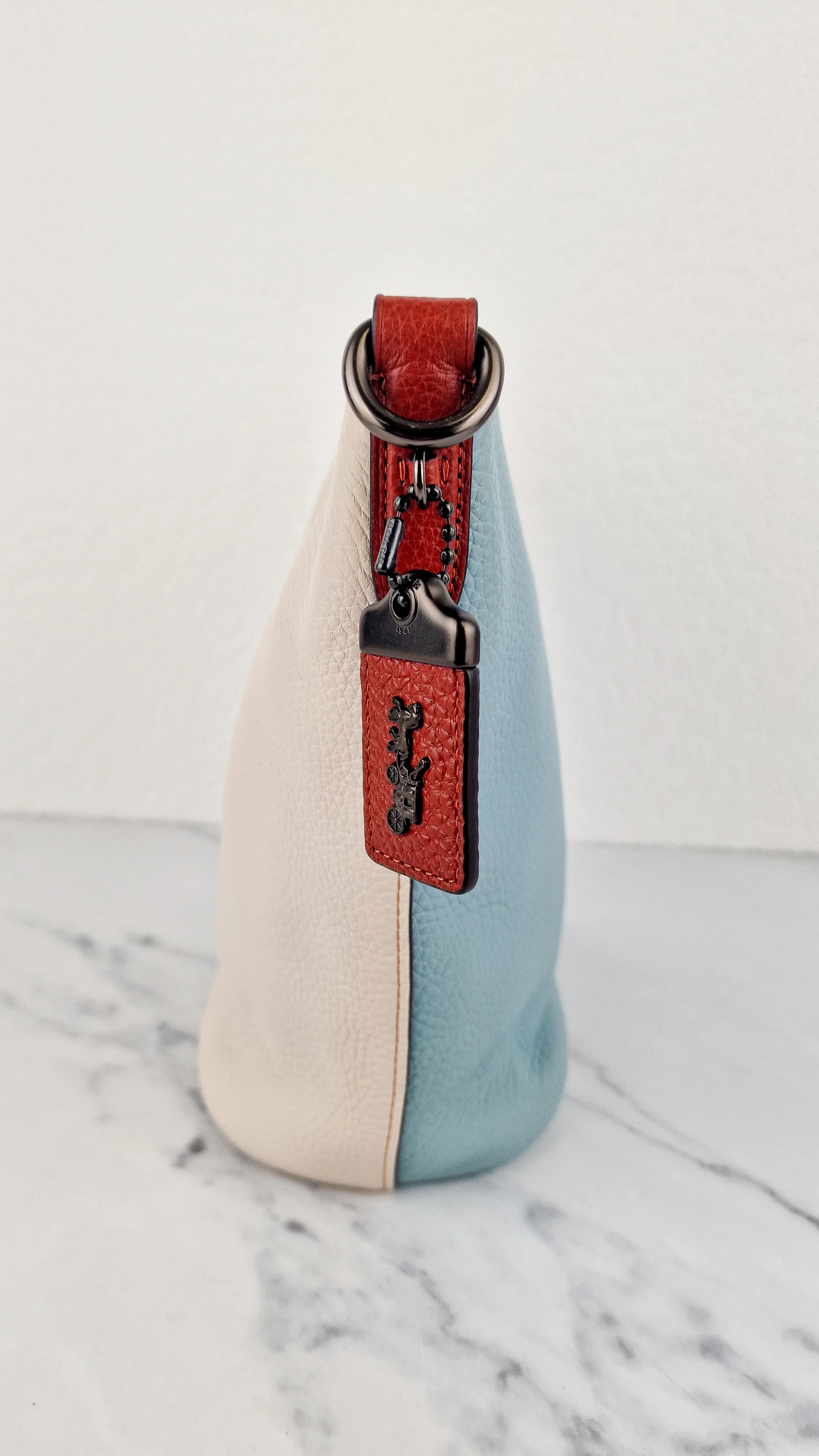 Coach Duffle 20 Colorblock Pebble Leather Bucket Bag Blue Chalk Crossbody Bag - Coach 29260 - Image 2