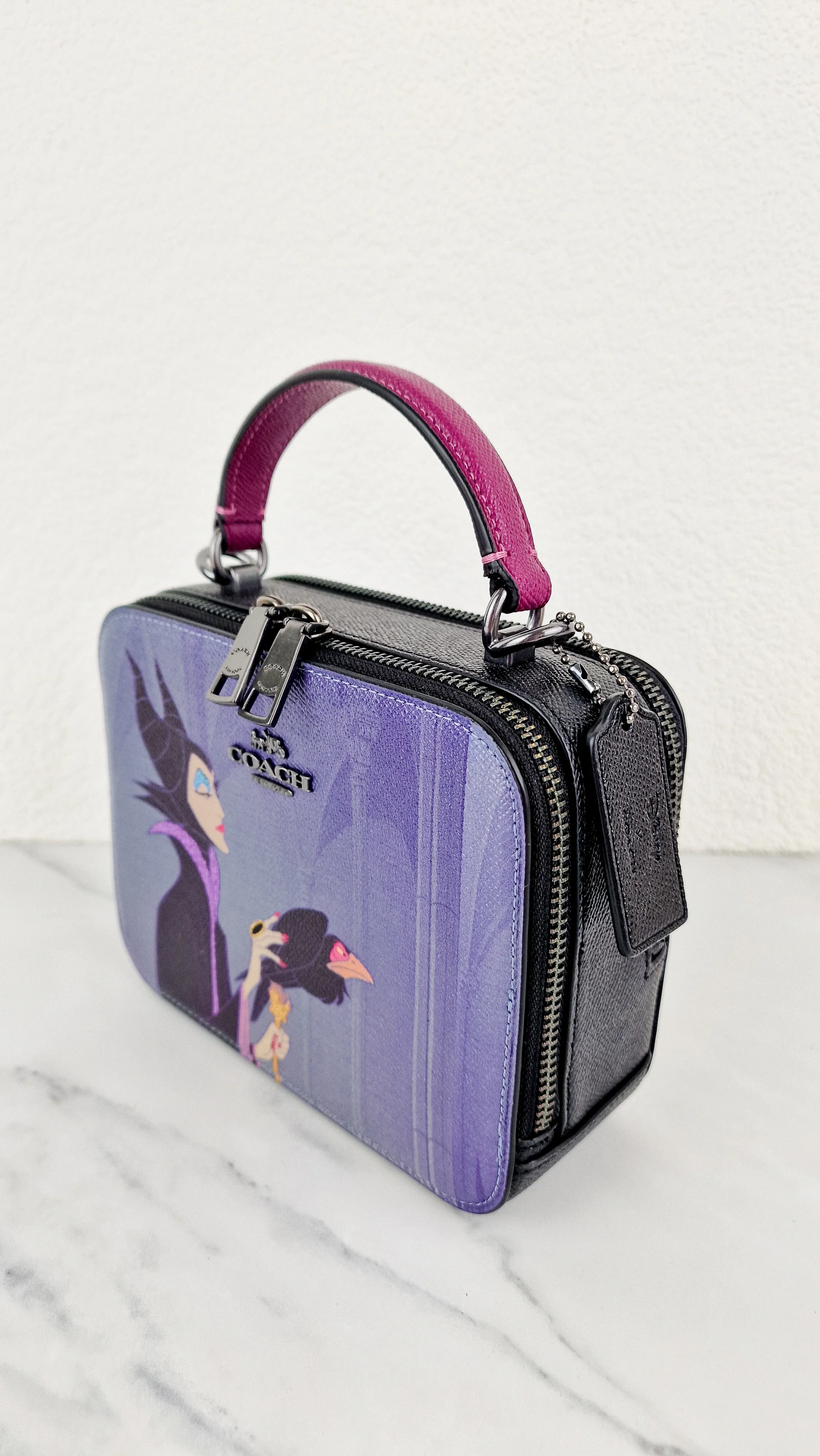 Disney x Coach Box Crossbody With Maleficent Motif Lunchbox Bag Purple Leather Villains - Coach CC376 - Image 10