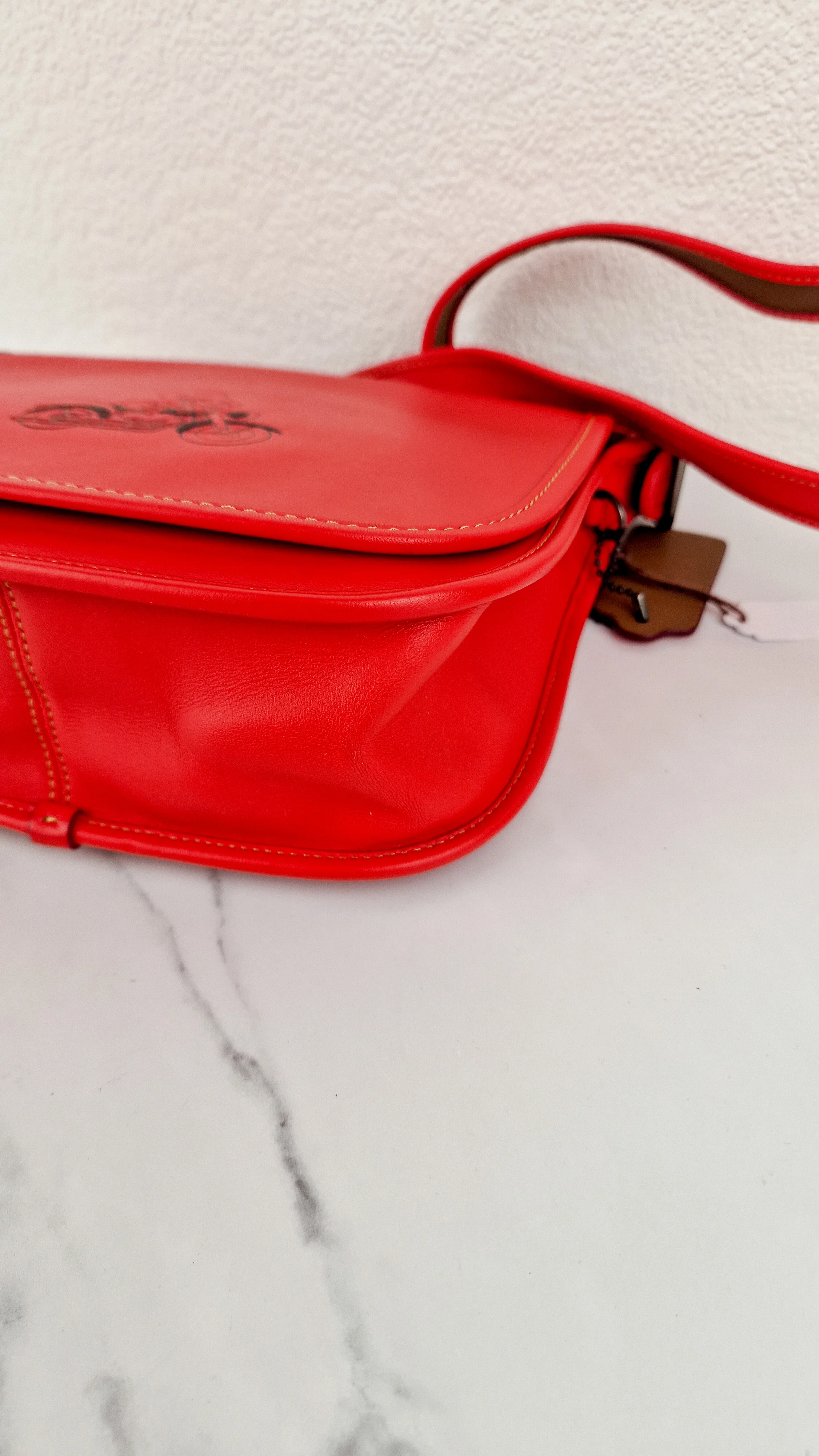 Disney X Coach Patricia Saddle Bag with Motocycle Mickey Mouse in Red Smooth Leather Crossbody Bag - Coach F59359 - Image 12