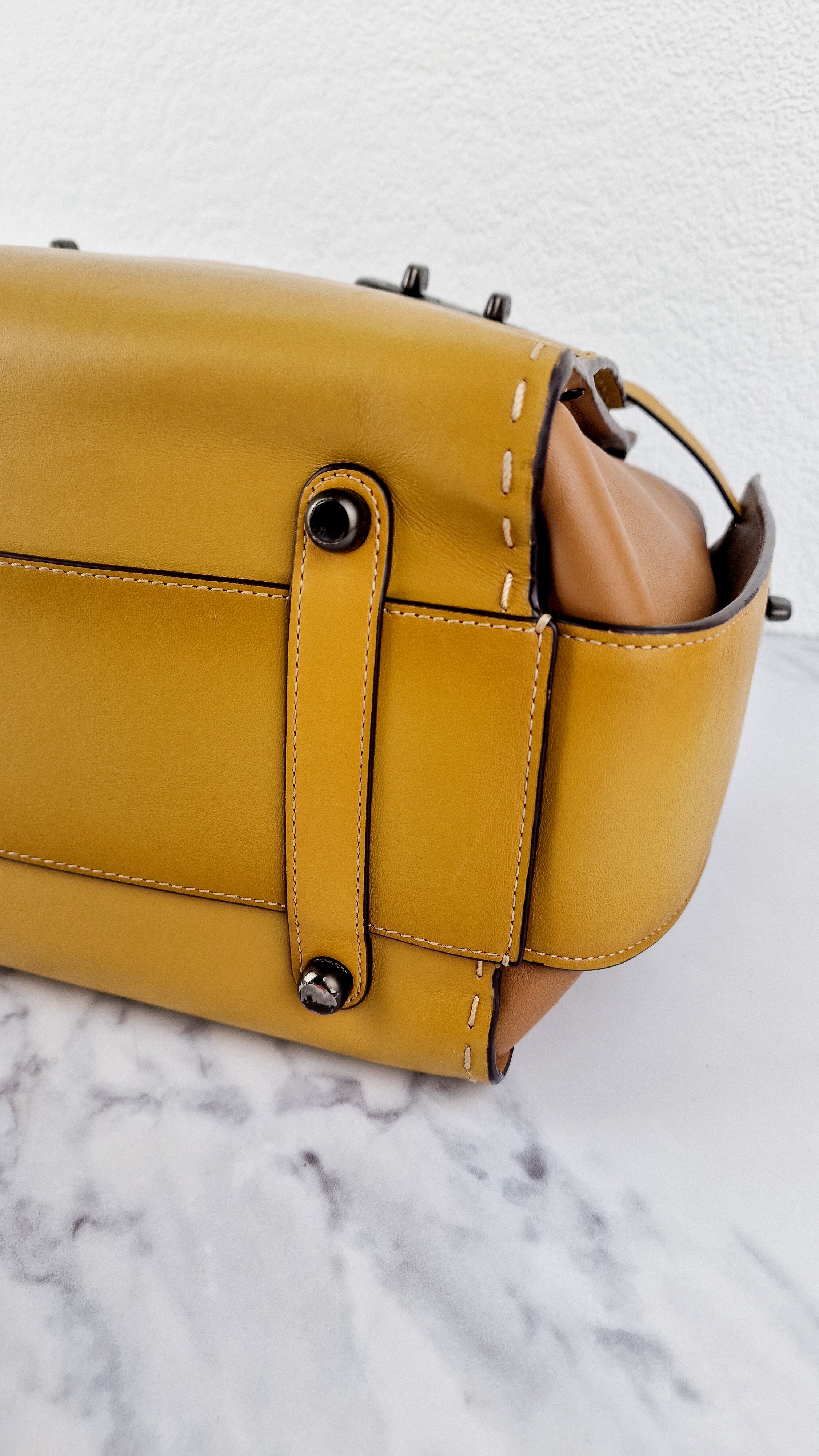Coach 1941 Double Swagger Flax Yellow Handbag C Chain Strap Leather Bag - Coach 25831 - Image 19