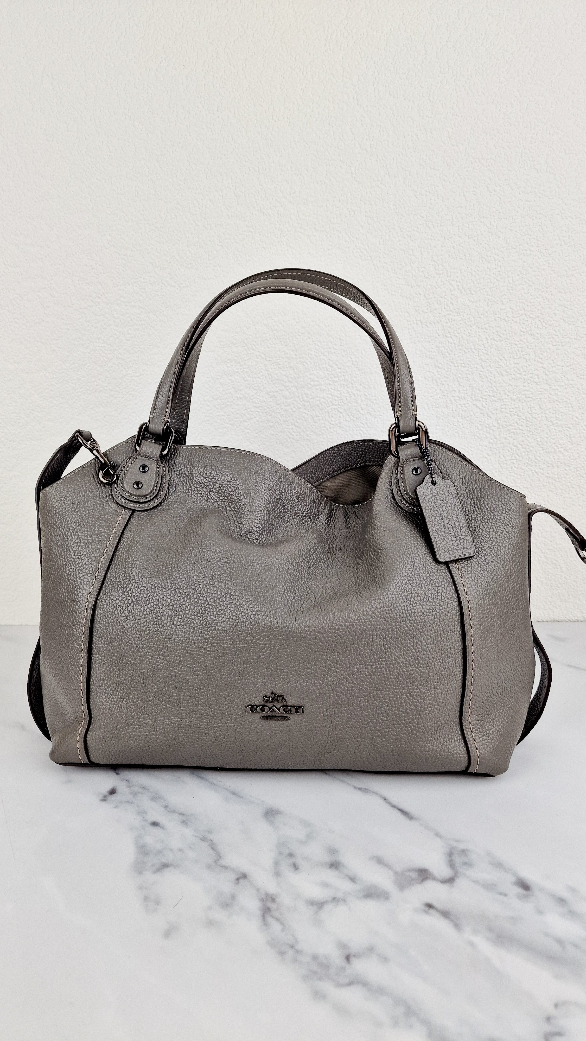 Coach Edie Shoulder Bag 28 in Grey Pebble Leather - Handbag Coach 57124