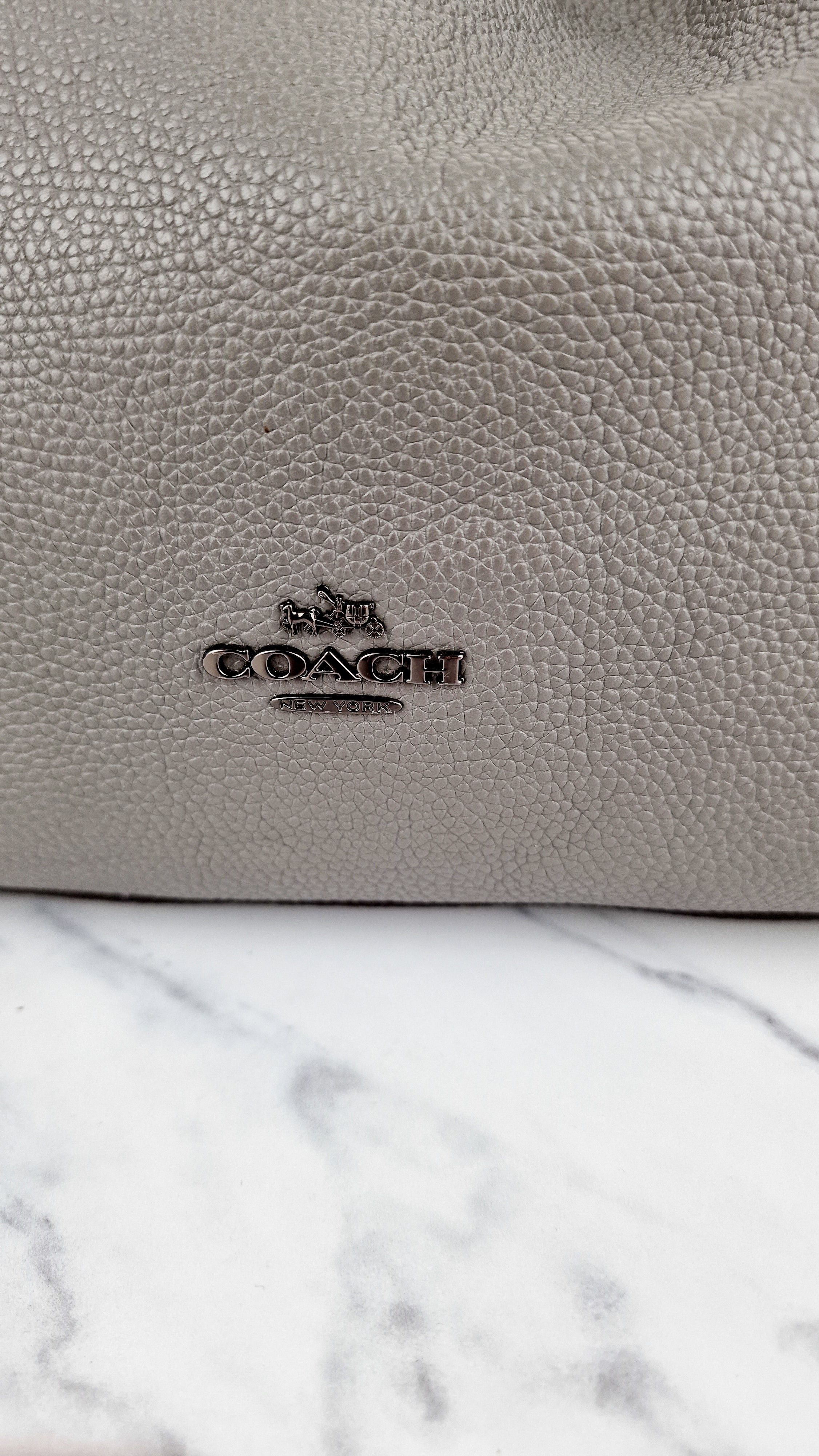Coach Edie Shoulder Bag 28 in Grey Pebble Leather - Handbag Coach 57124 - Image 2