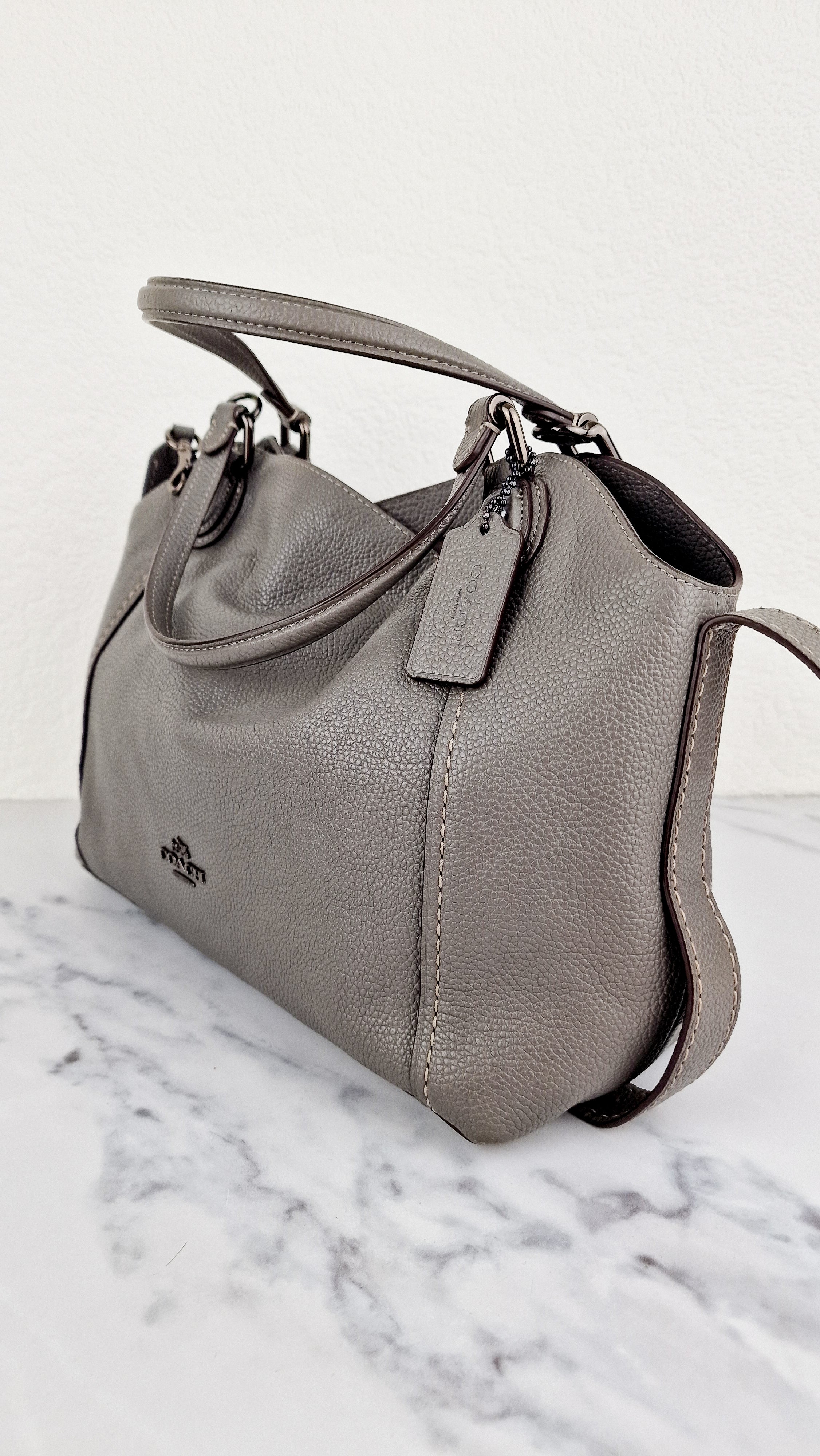Coach Edie Shoulder Bag 28 in Grey Pebble Leather - Handbag Coach 57124 - Image 4