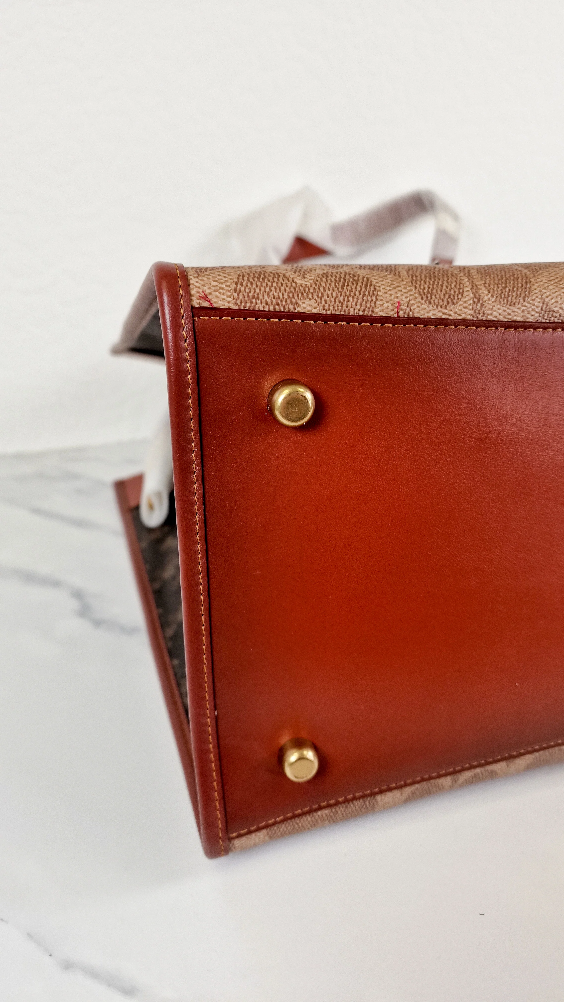 Field Tote 40 in Signature Canvas with Souvenir Patches and Pins Empire State Rexy - Tan Rust Saddle Brown Shoulder Bag Crossbody - Coach C0768 - Image 13