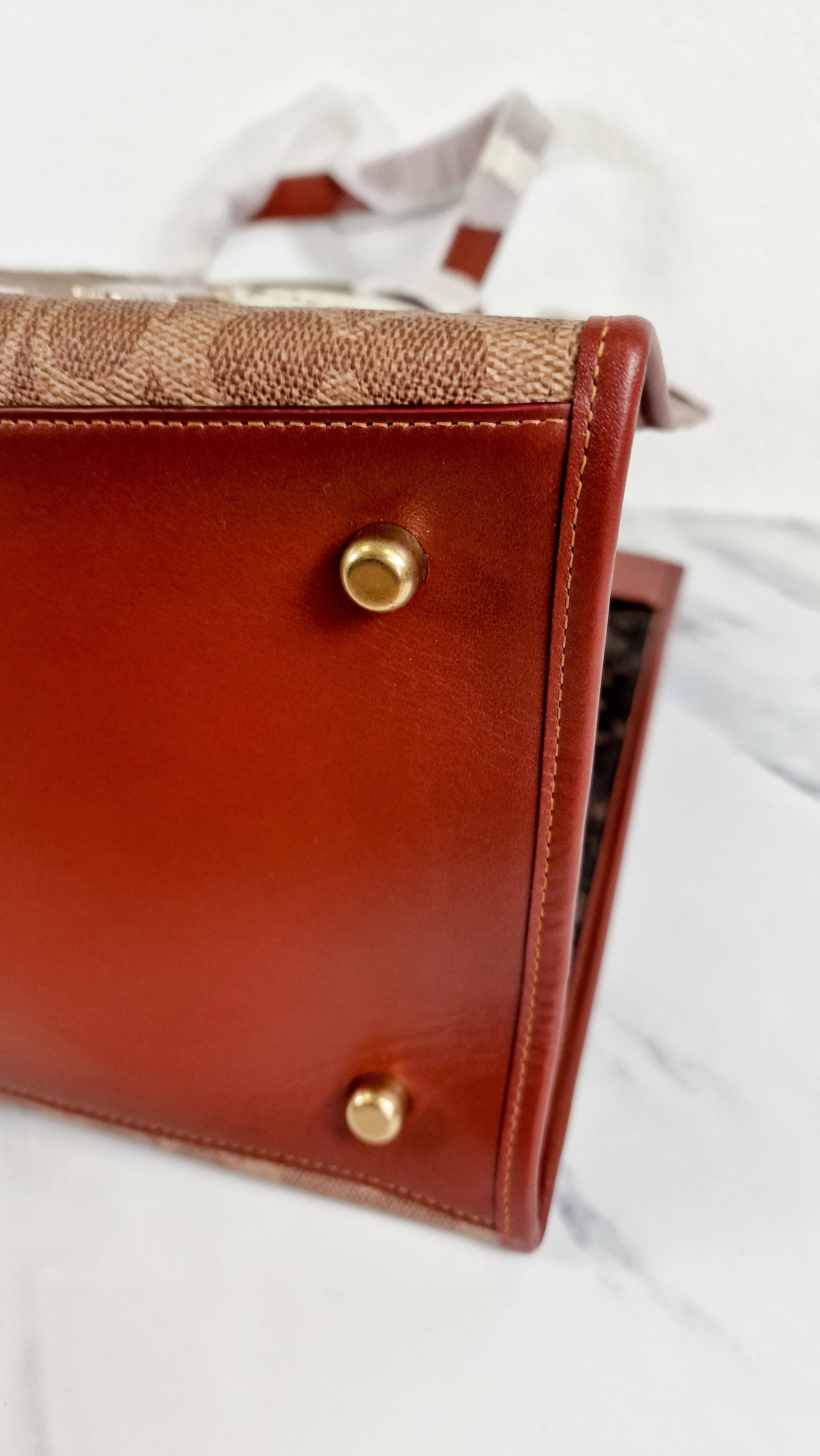 Field Tote 40 in Signature Canvas with Souvenir Patches and Pins Empire State Rexy - Tan Rust Saddle Brown Shoulder Bag Crossbody - Coach C0768 - Image 14