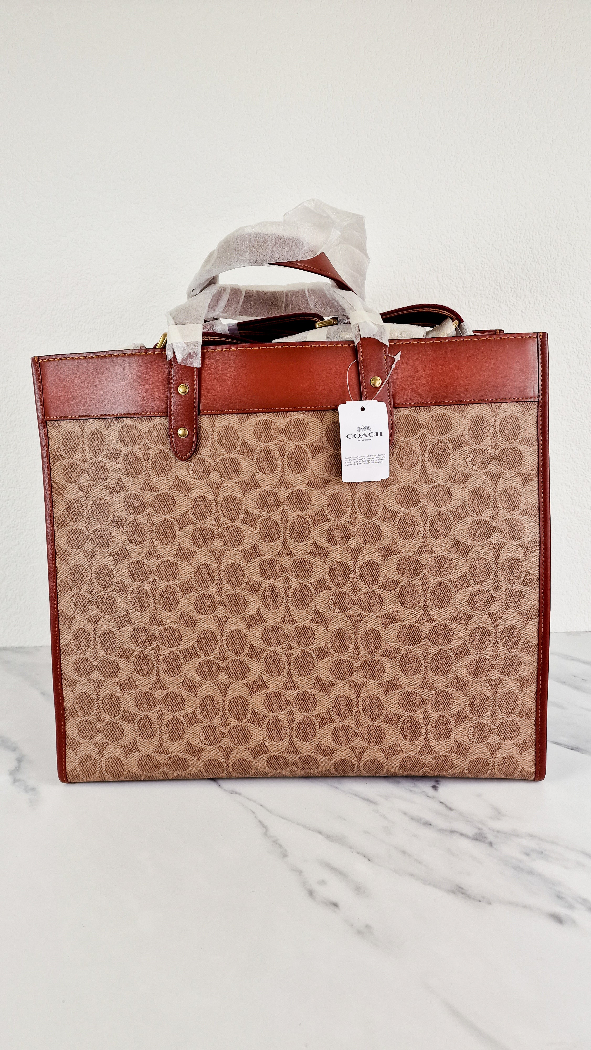 Field Tote 40 in Signature Canvas with Souvenir Patches and Pins Empire State Rexy - Tan Rust Saddle Brown Shoulder Bag Crossbody - Coach C0768 - Image 9