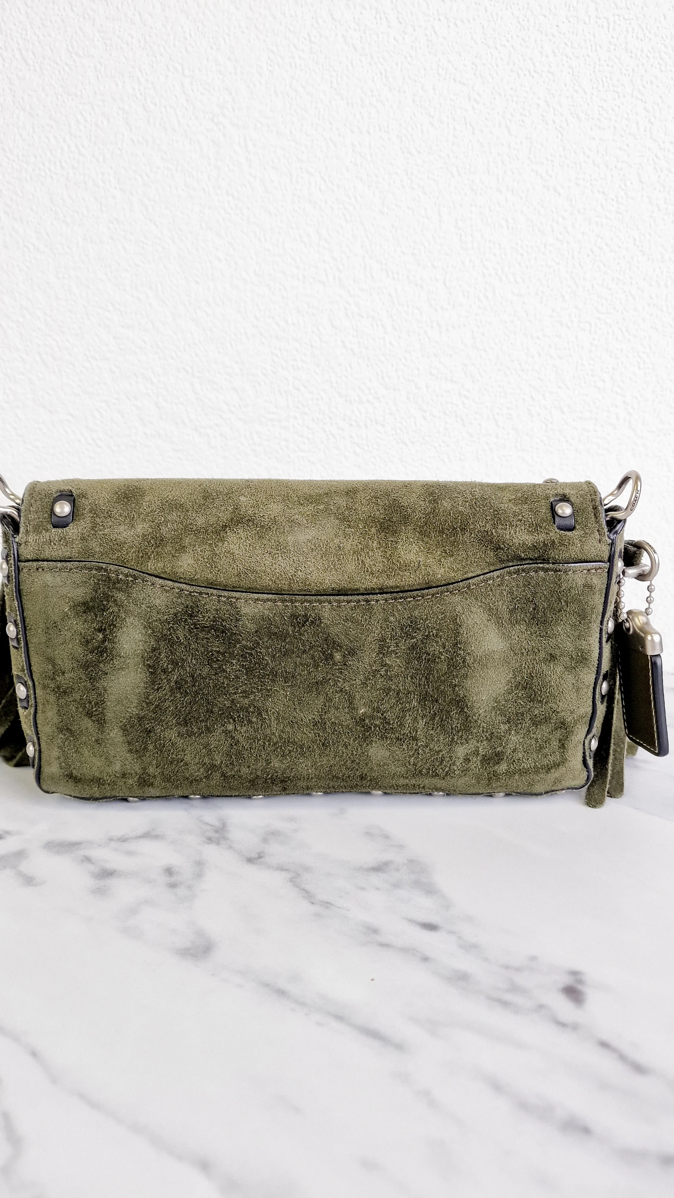 Coach 1941 Dinky in Fern Green Cervo Suede with Fringe & Light Antique Nickel Concho Turnlock - Crossbody Bag Shoulder Bag - Coach 86821 - Image 7