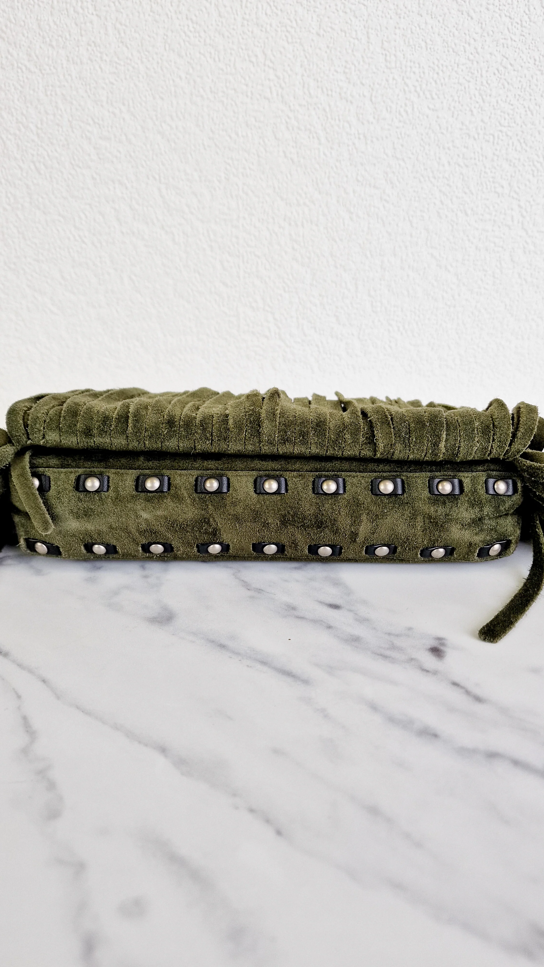 Coach 1941 Dinky in Fern Green Cervo Suede with Fringe & Light Antique Nickel Concho Turnlock - Crossbody Bag Shoulder Bag - Coach 86821 - Image 9