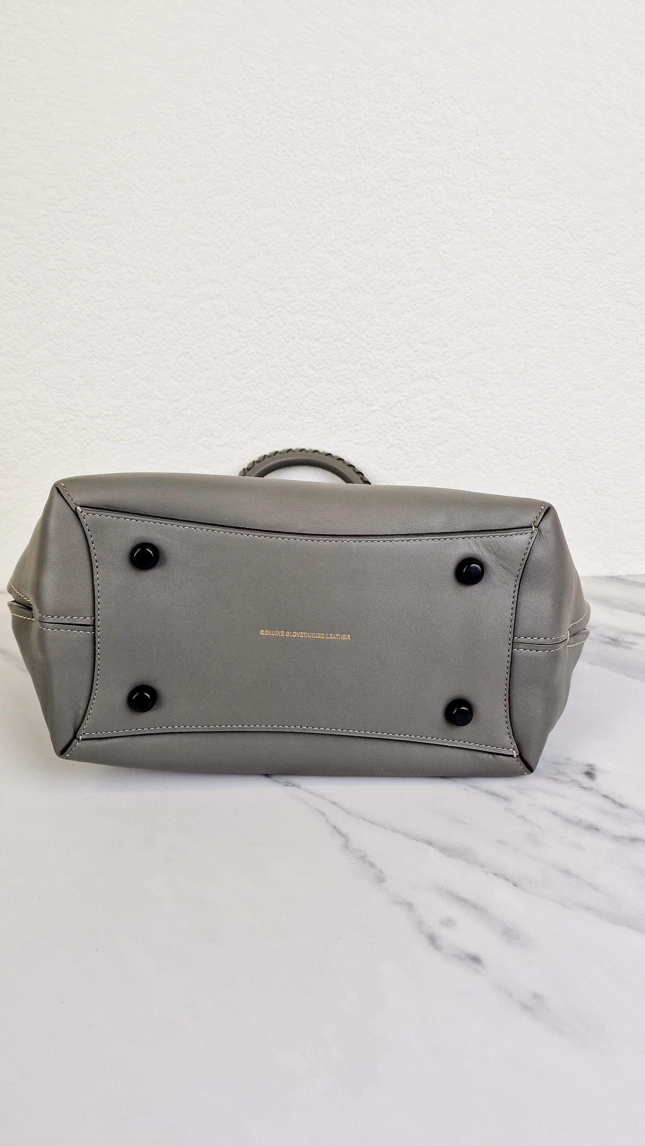 Coach 1941 Dakotah Satchel in Grey Smooth Leather With Whipstitch Handle - Handbag Crossbody Bag - Coach 59983 - Image 11