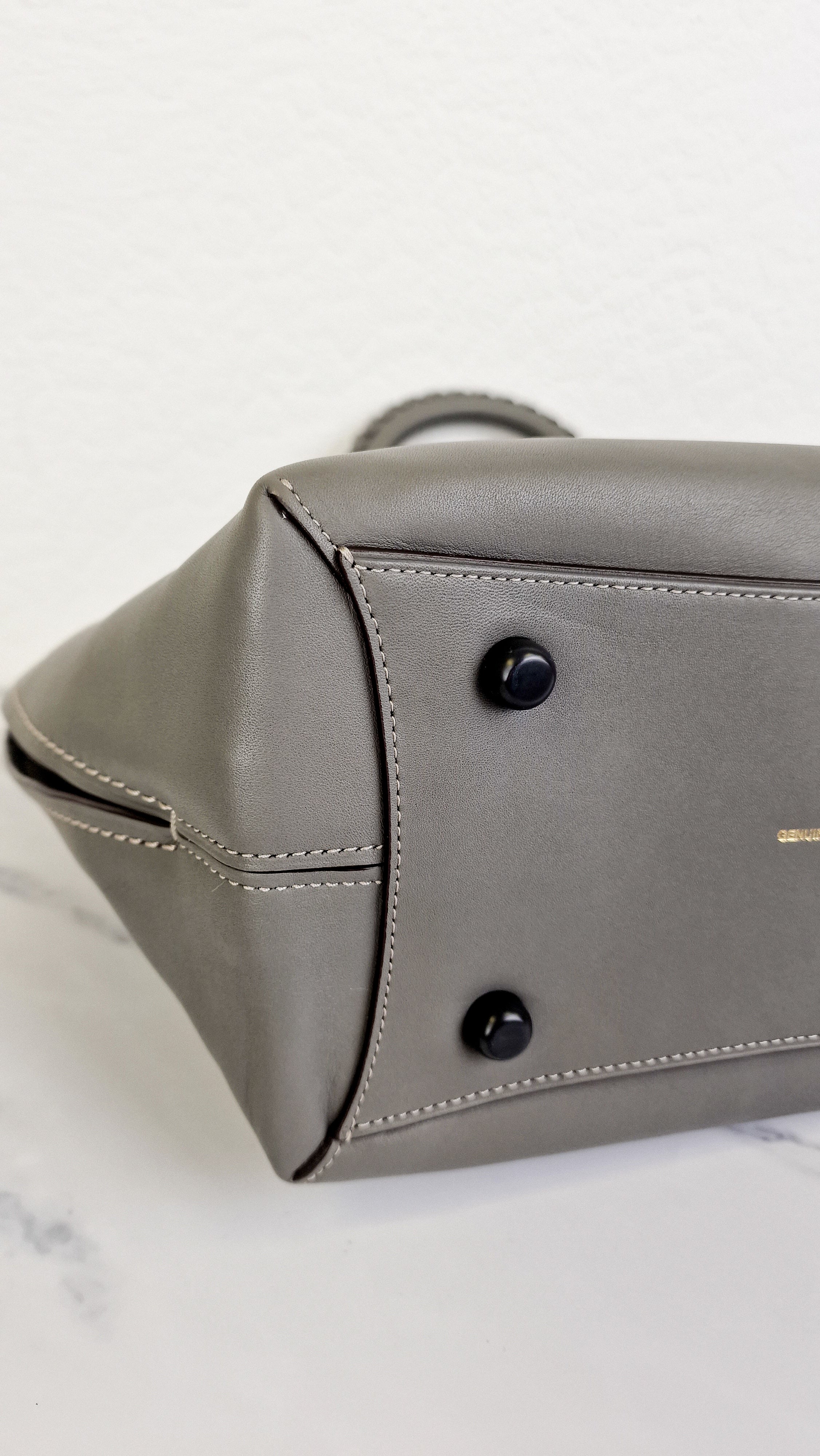 Coach 1941 Dakotah Satchel in Grey Smooth Leather With Whipstitch Handle - Handbag Crossbody Bag - Coach 59983 - Image 12