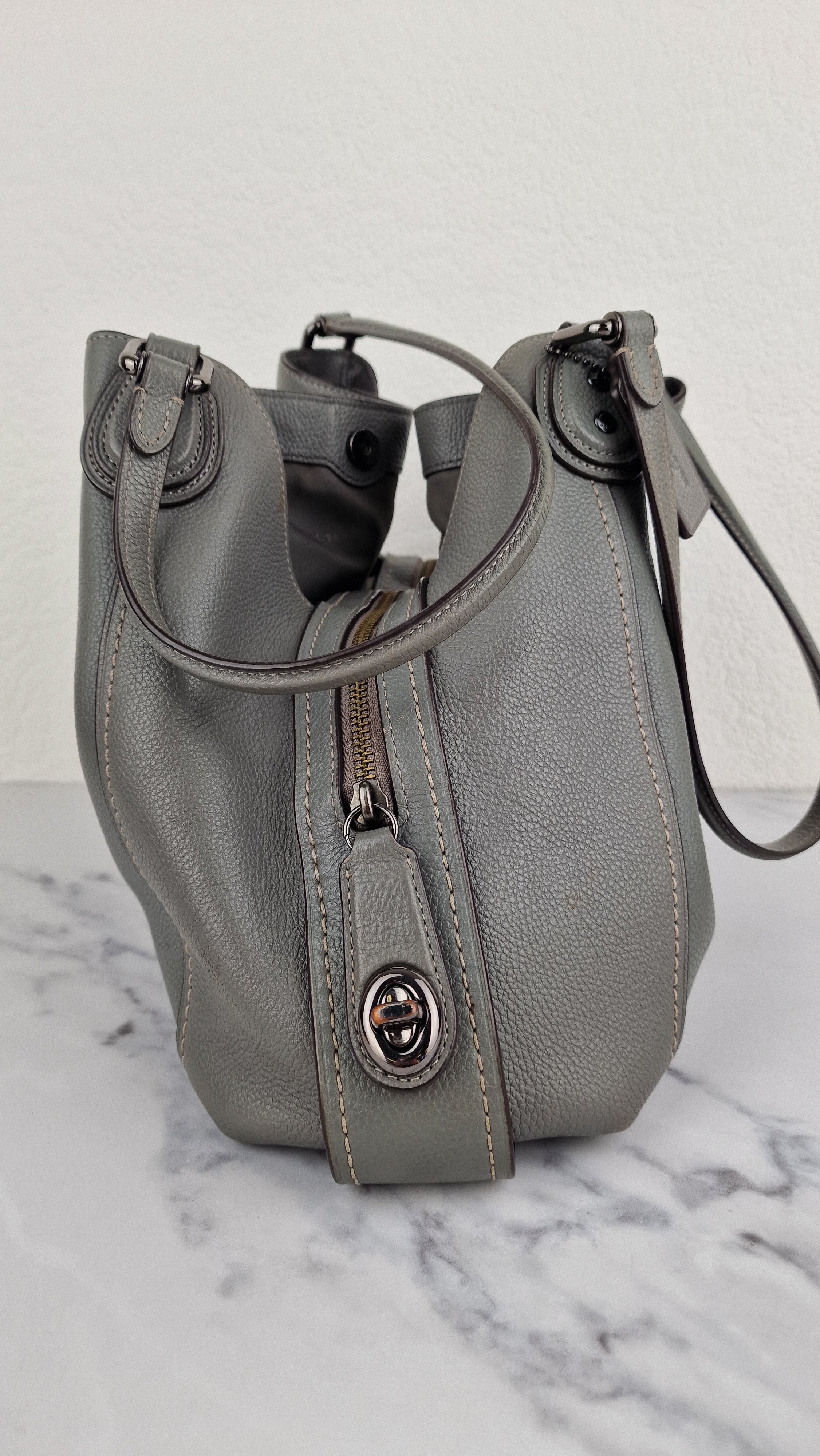 Coach Edie 31 Shoulder Bag in Grey Pebble Leather - Handbag Coach 57125 - Image 7