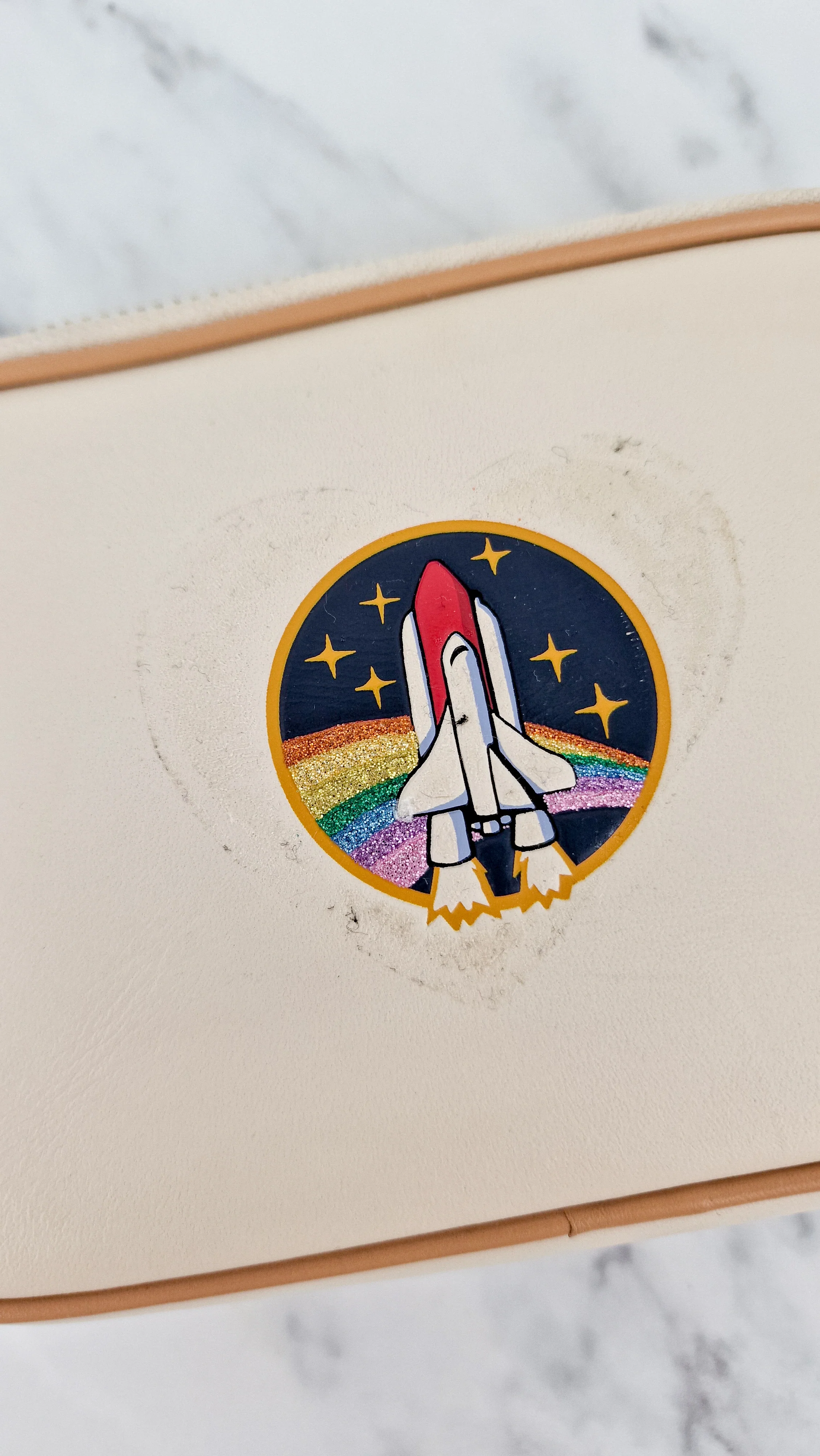 Coach Camera Bag with Nasa Space Rocket Patch in Chalk Smooth Leather Clutch - Coach 10851 - Image 10