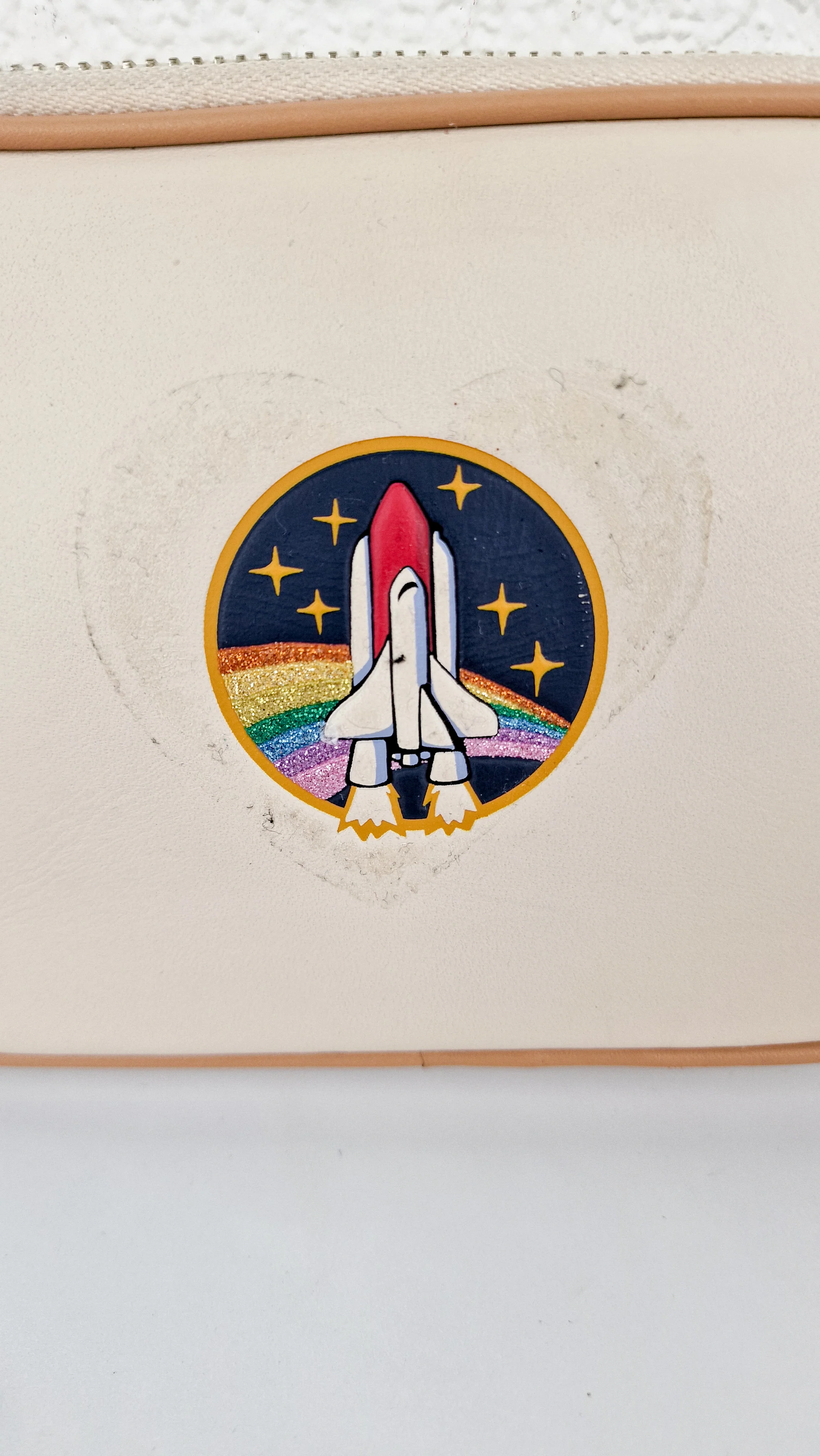 Coach Camera Bag with Nasa Space Rocket Patch in Chalk Smooth Leather Clutch - Coach 10851 - Image 11