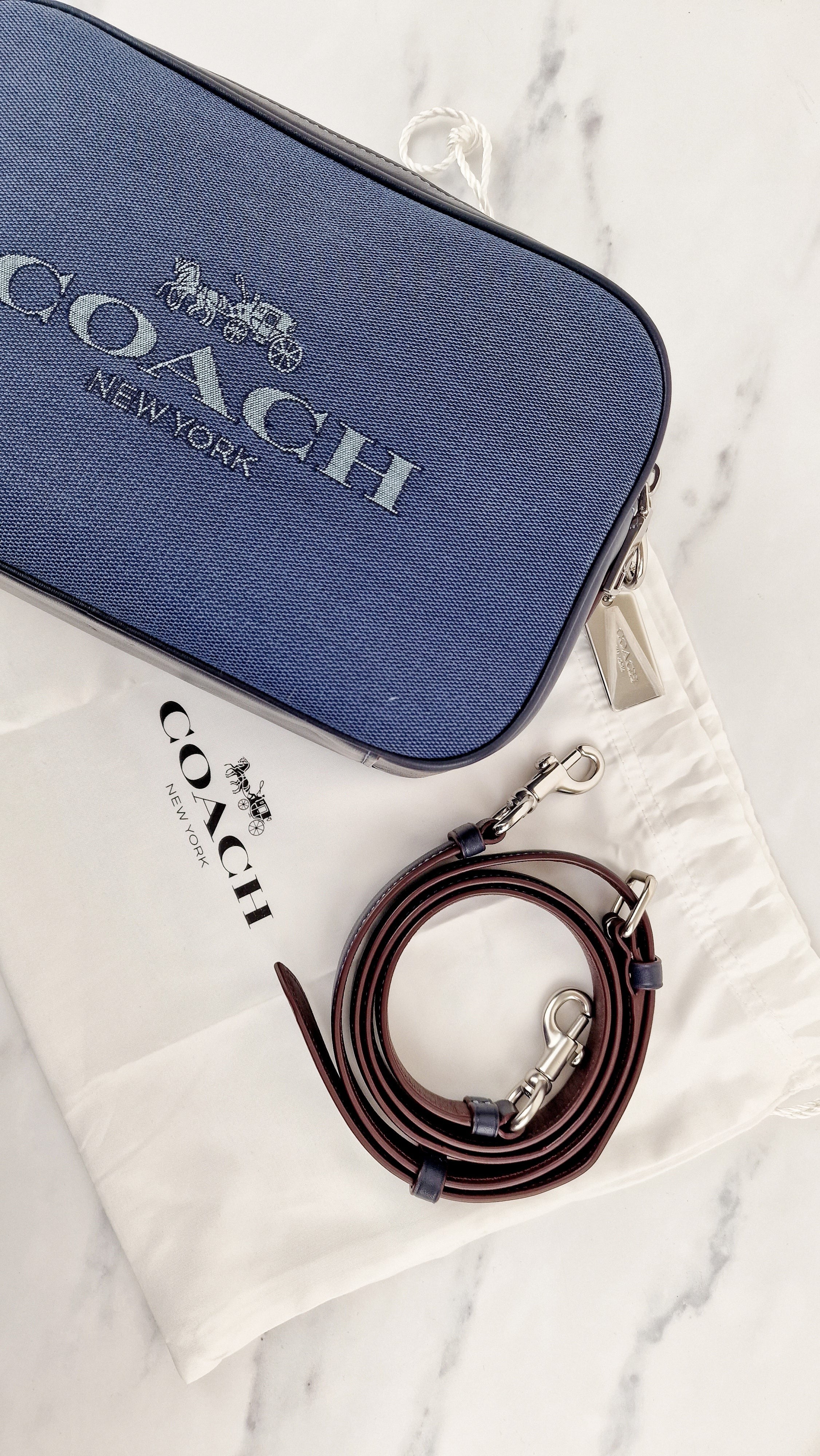 Coach Jes Crossbody Camera Bag in Denim & Navy Blue Leather - Coach 6519 - Image 13