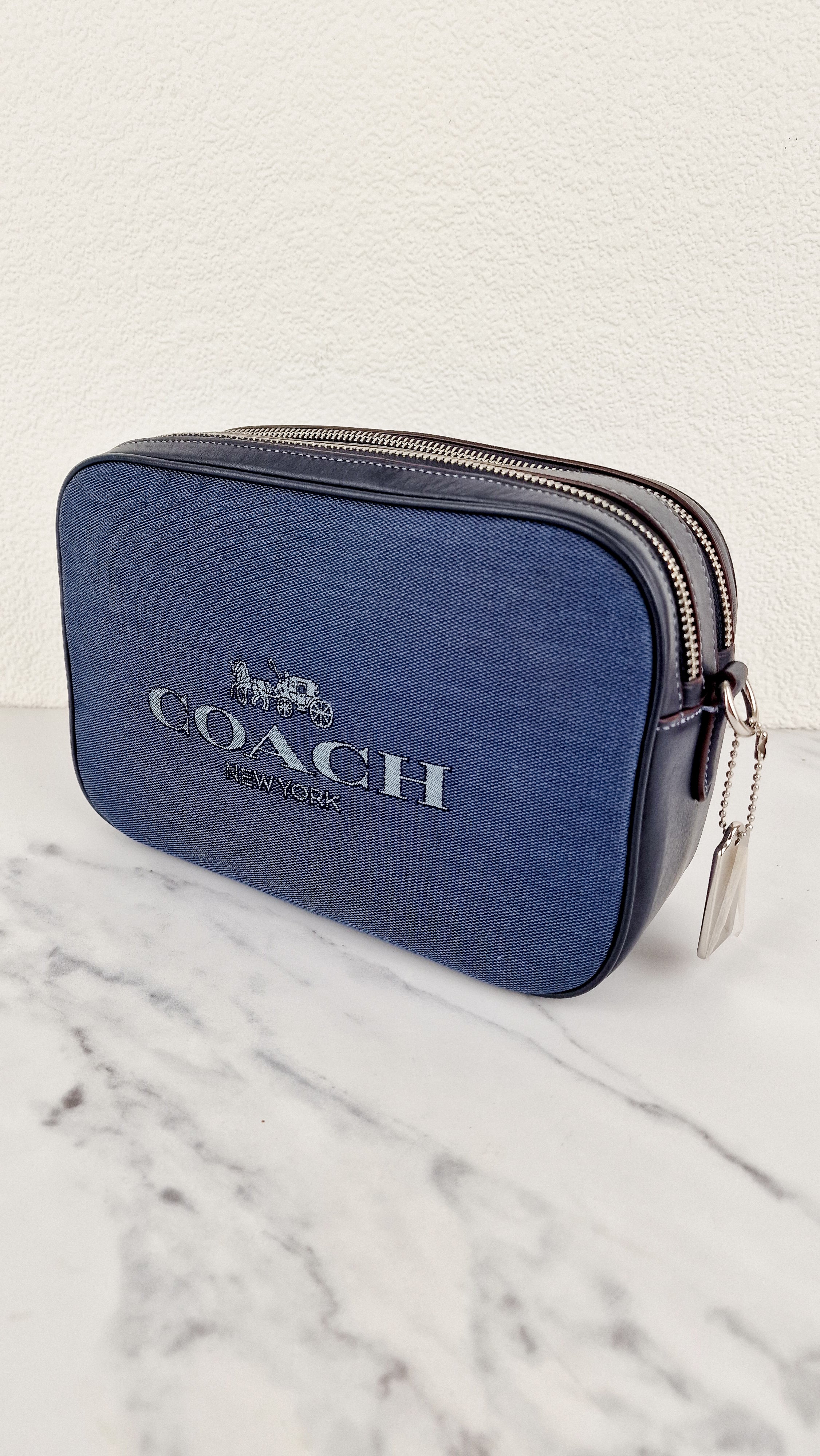 Coach Jes Crossbody Camera Bag in Denim & Navy Blue Leather - Coach 6519 - Image 3
