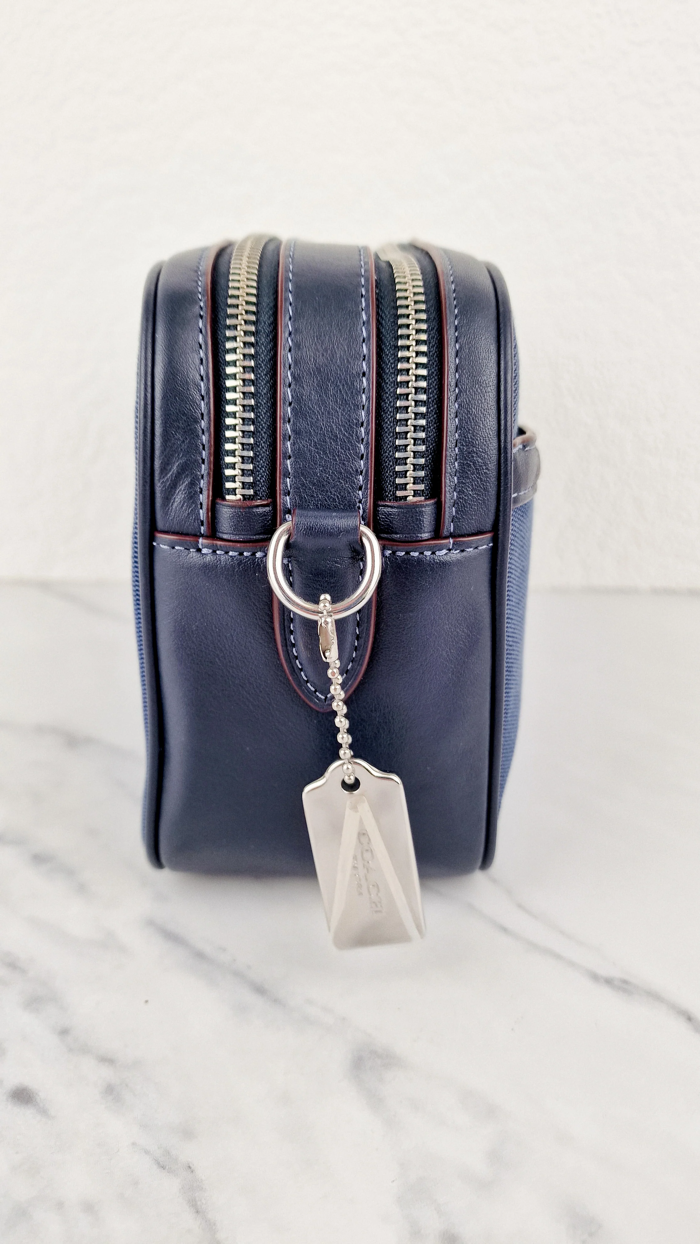 Coach Jes Crossbody Camera Bag in Denim & Navy Blue Leather - Coach 6519 - Image 4