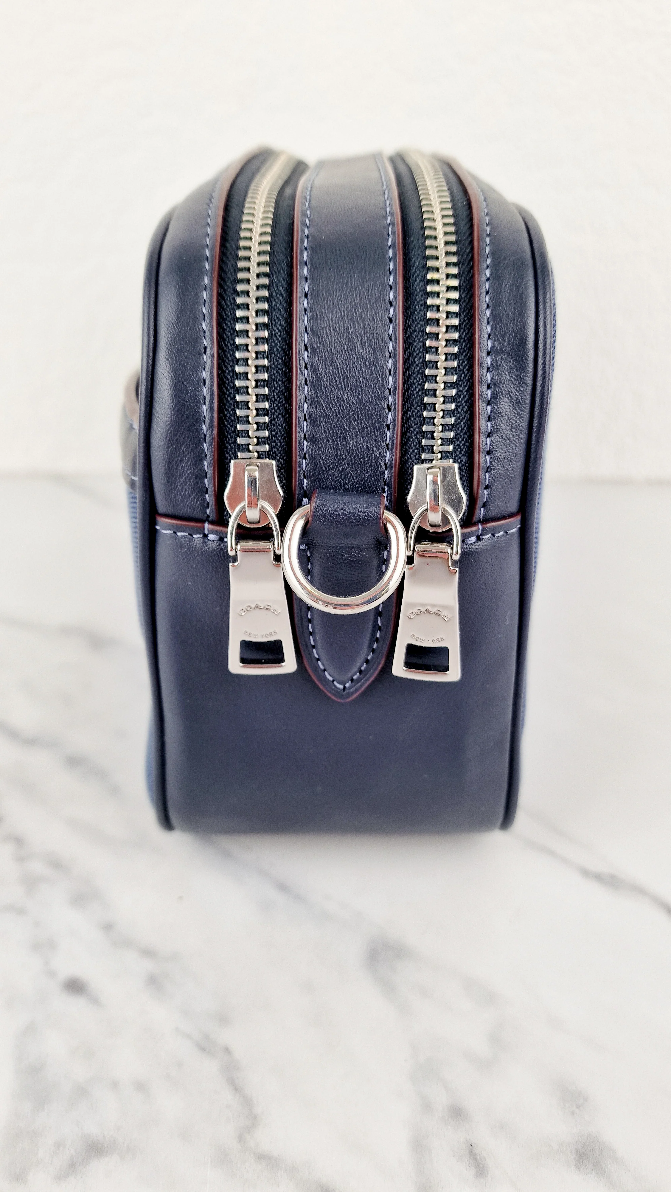 Coach Jes Crossbody Camera Bag in Denim & Navy Blue Leather - Coach 6519 - Image 6