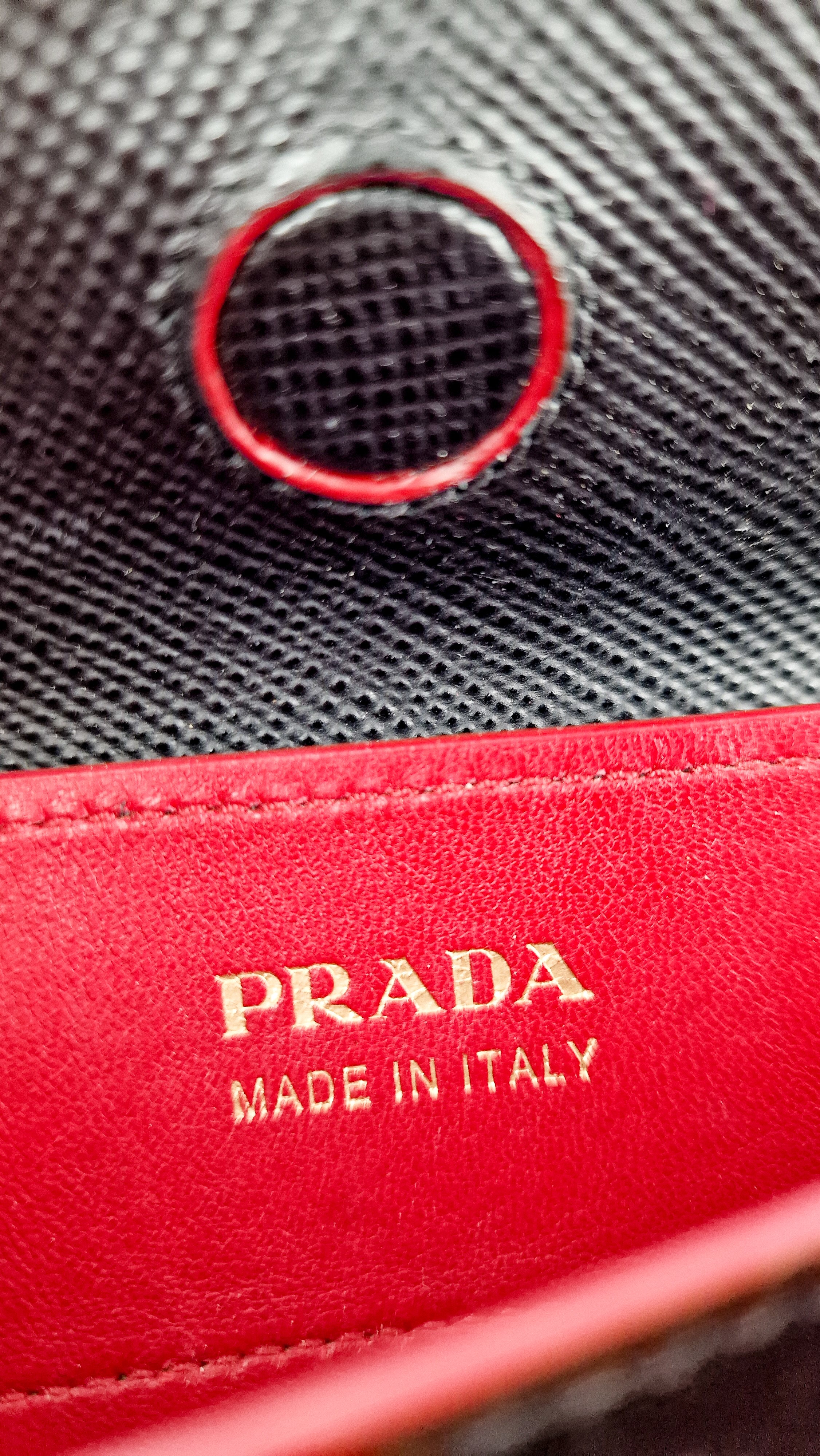 Large Medium Prada Double Tote Saffiano Cuir Black with Fiery Red Nappa Leather Lining Handbag - Image 10