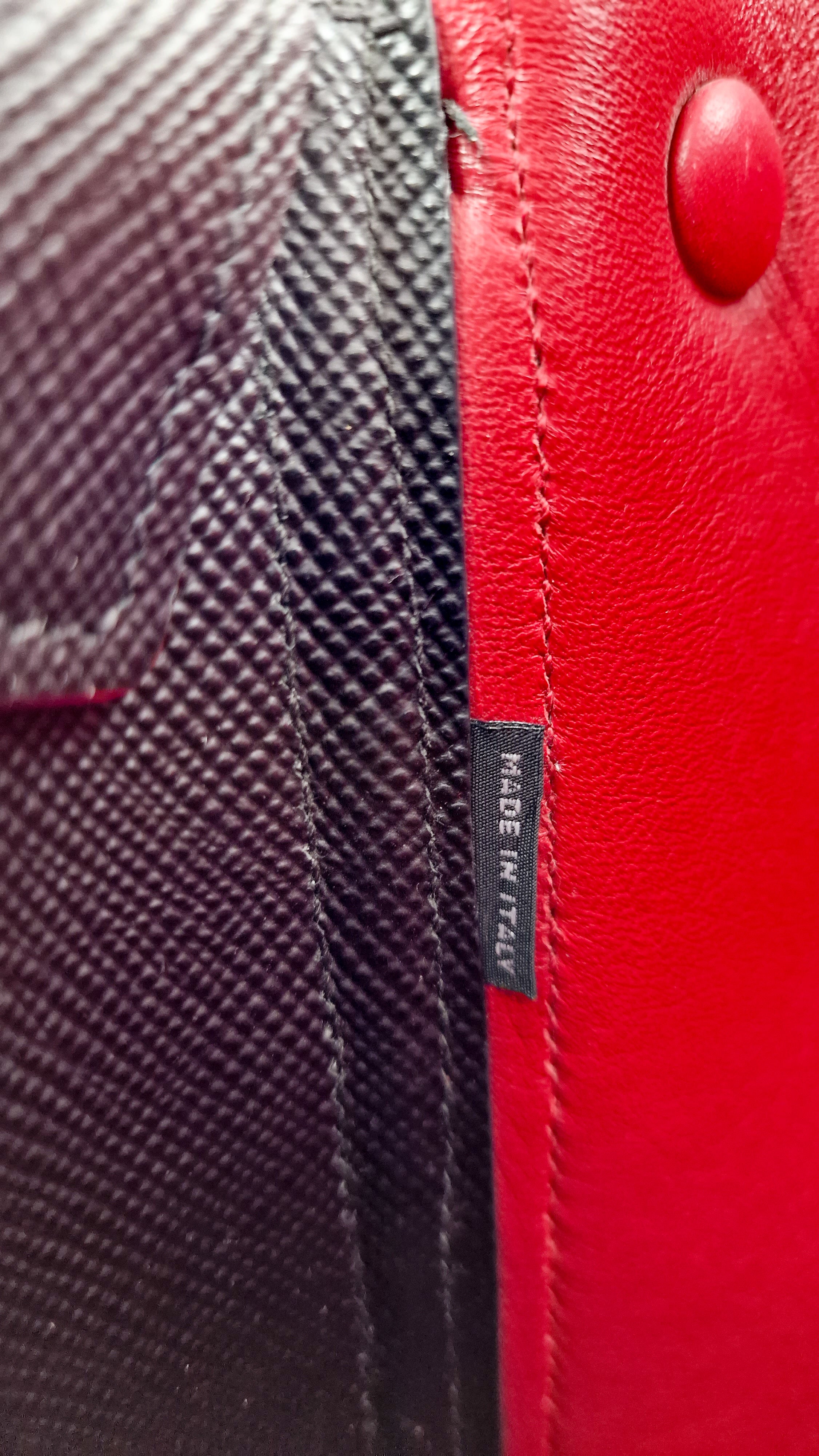 Large Medium Prada Double Tote Saffiano Cuir Black with Fiery Red Nappa Leather Lining Handbag - Image 11