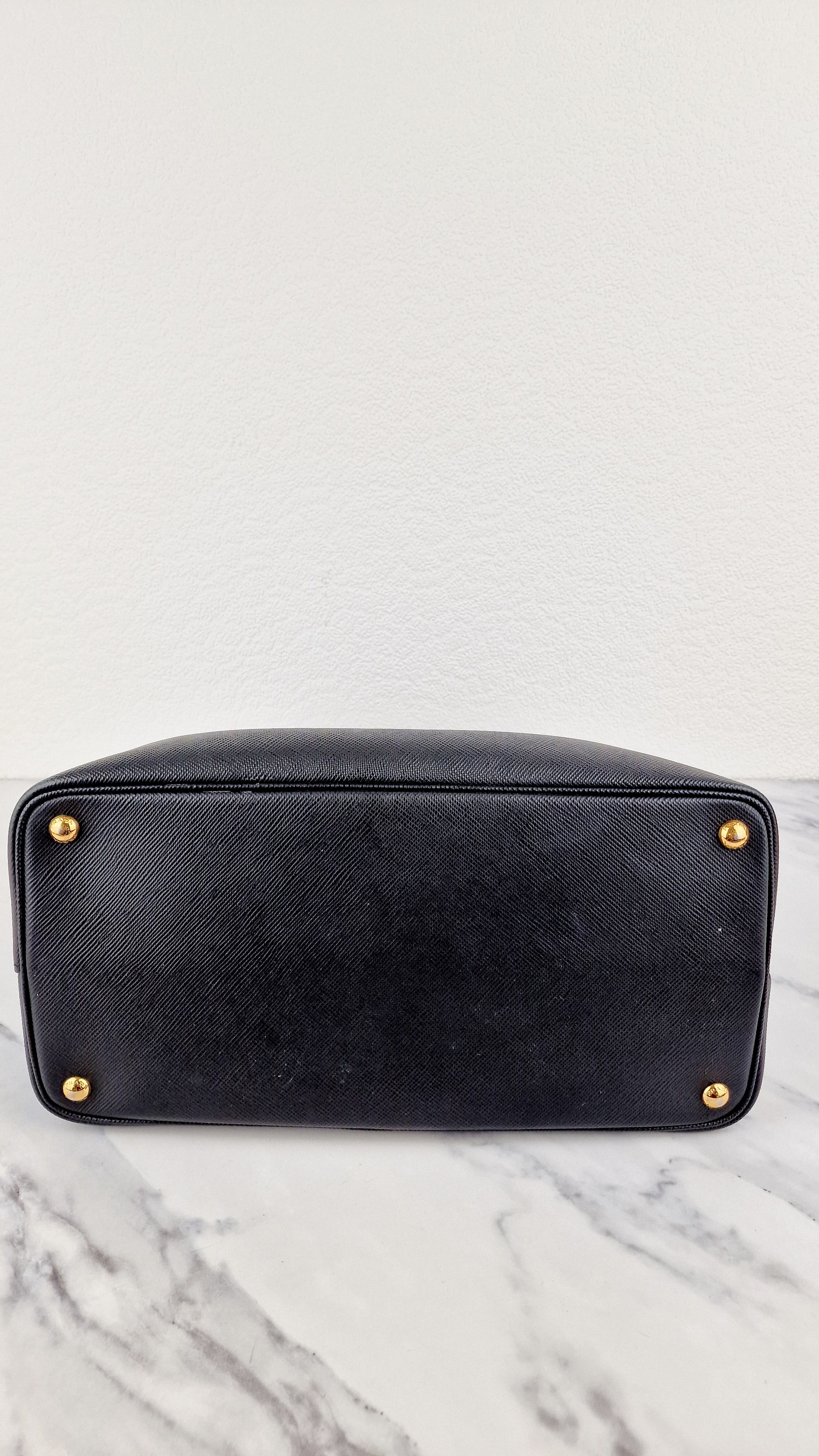 Large Medium Prada Double Tote Saffiano Cuir Black with Fiery Red Nappa Leather Lining Handbag - Image 5