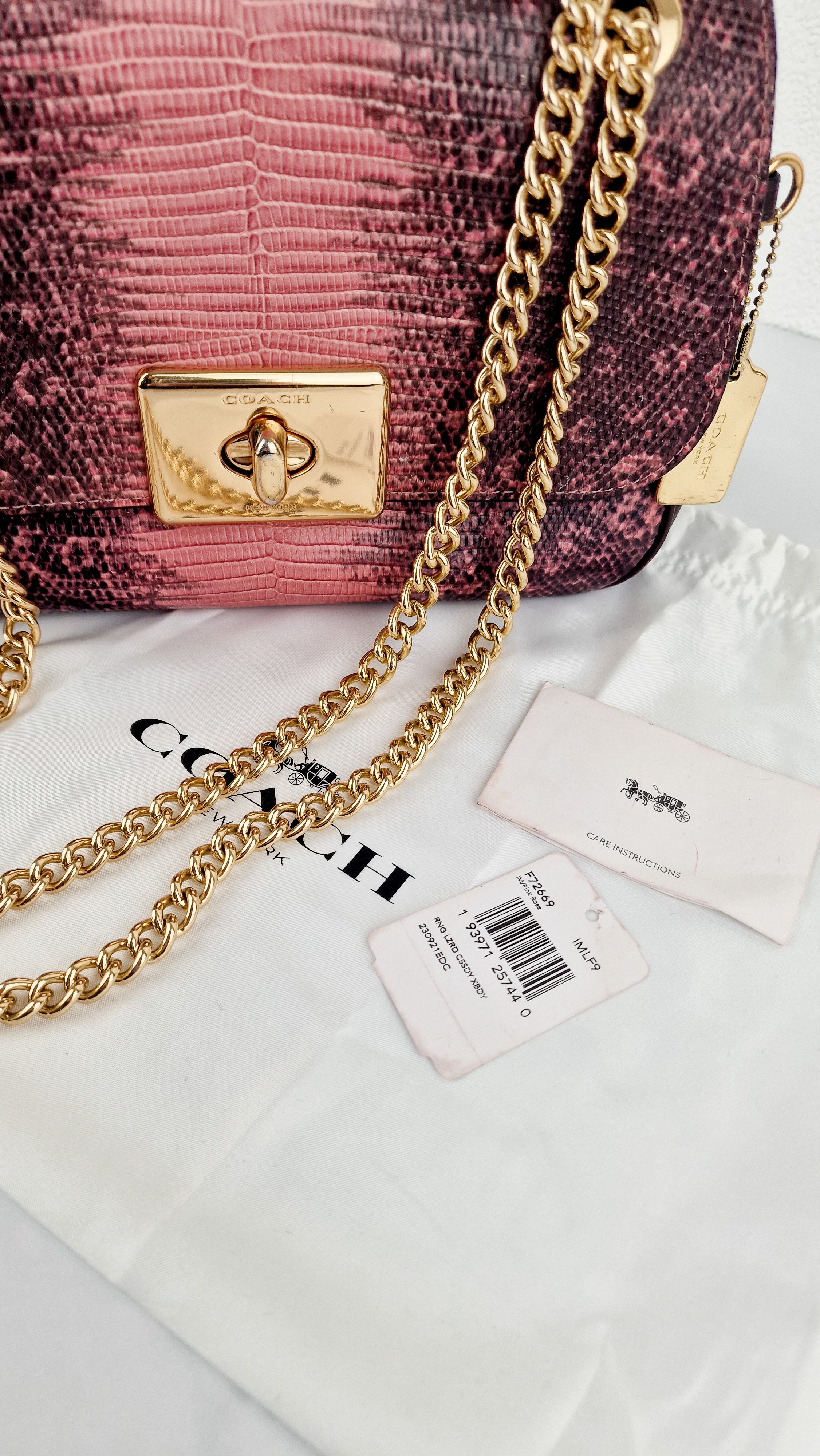 Coach Cassidy Crossbody Bag in Pink Lizard Embossed Leather - Coach F72669 - Image 16