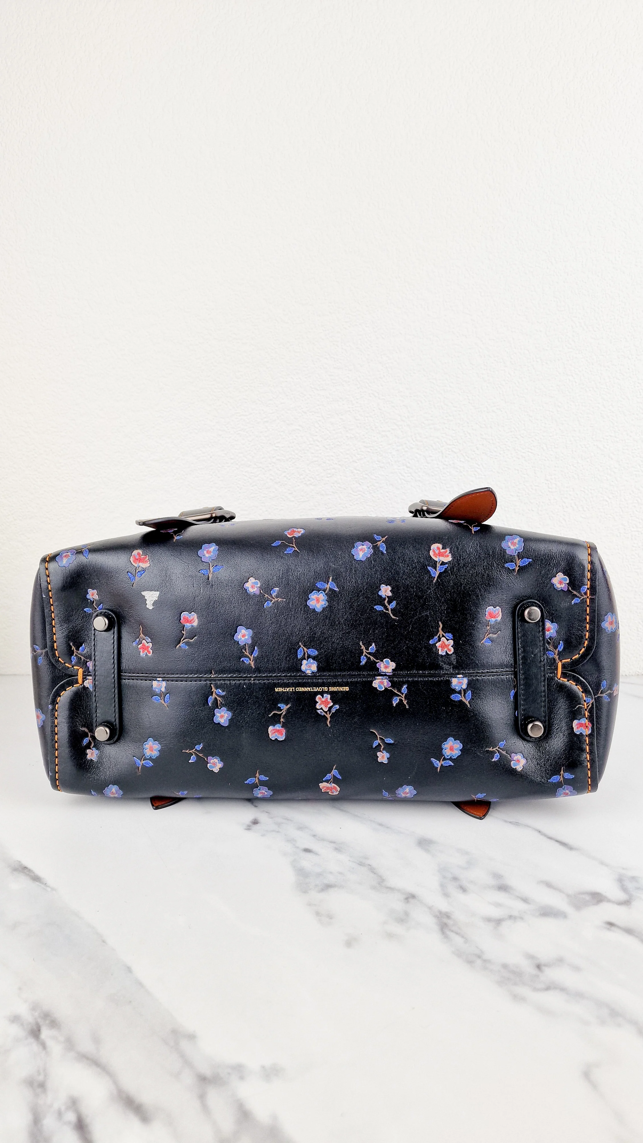 Coach 1941 Mailbox Bag 35 in Black with Prairie Print Purple Flowers - Coach 30571 - Image 15
