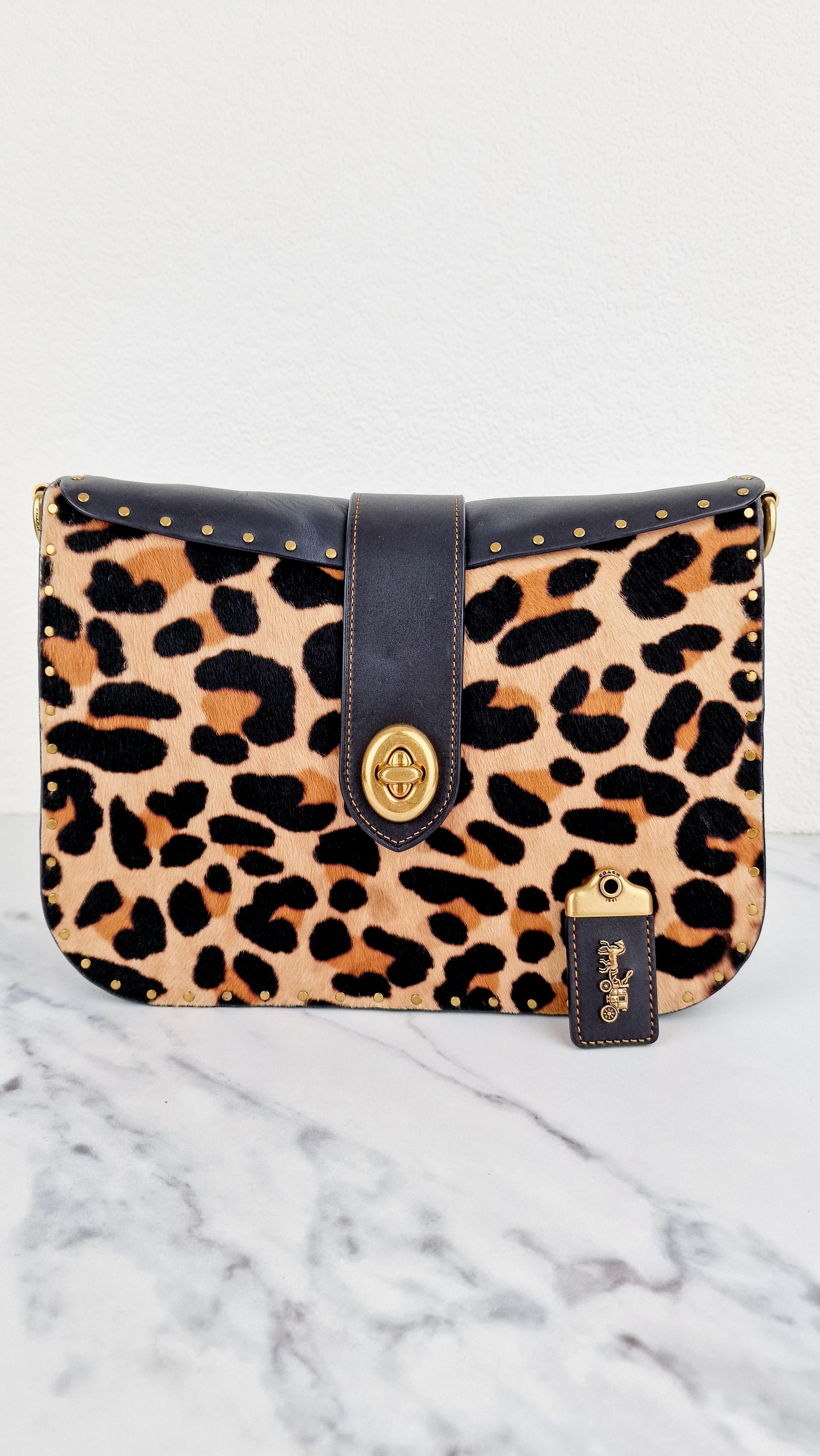 Coach Page 27 With Leopard Print Calfhair & Border Rivets - 1941 Bag Smooth Black Leather - Coach 32870 - Image 2