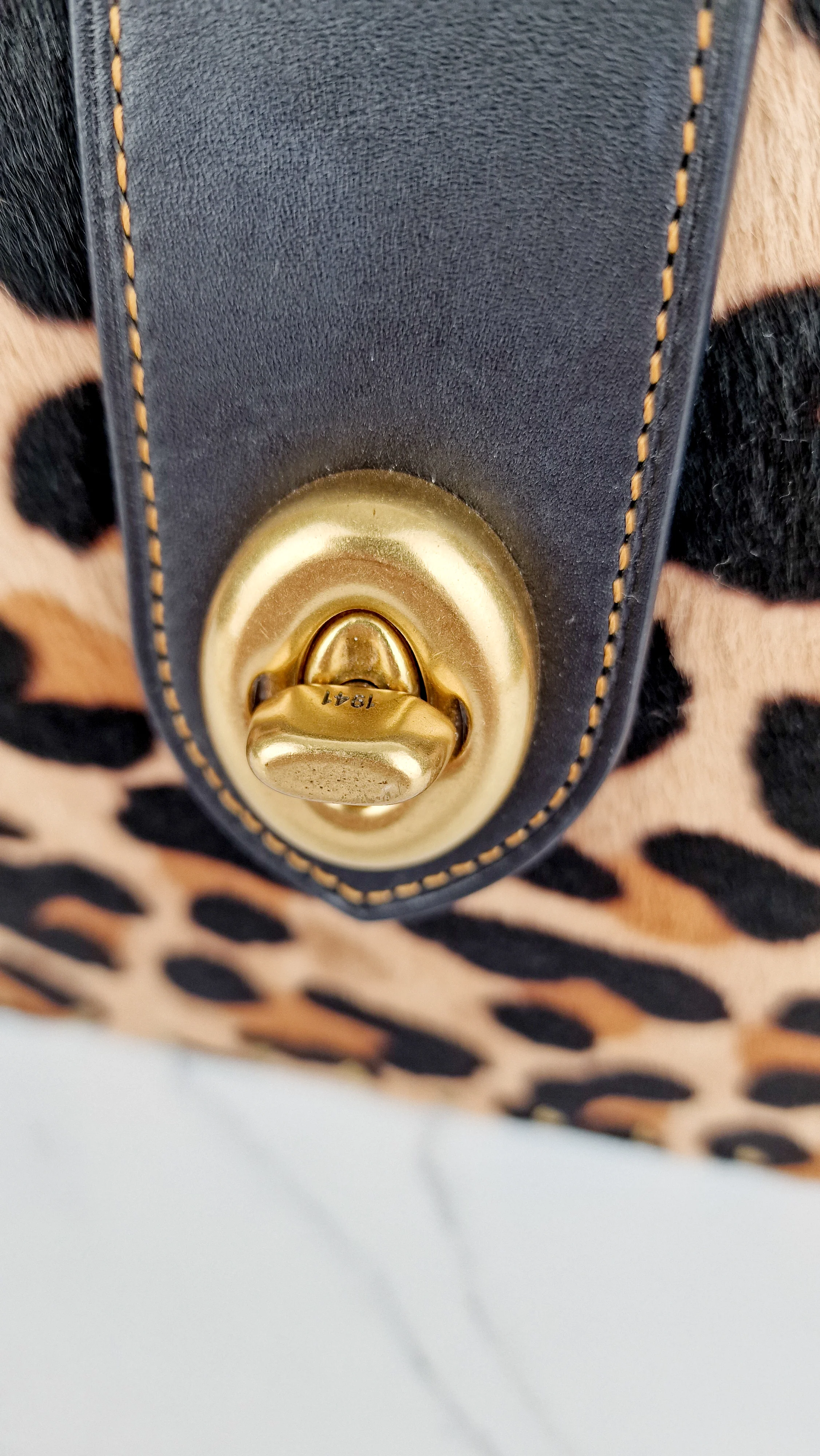 Coach Page 27 With Leopard Print Calfhair & Border Rivets - 1941 Bag Smooth Black Leather - Coach 32870 - Image 5