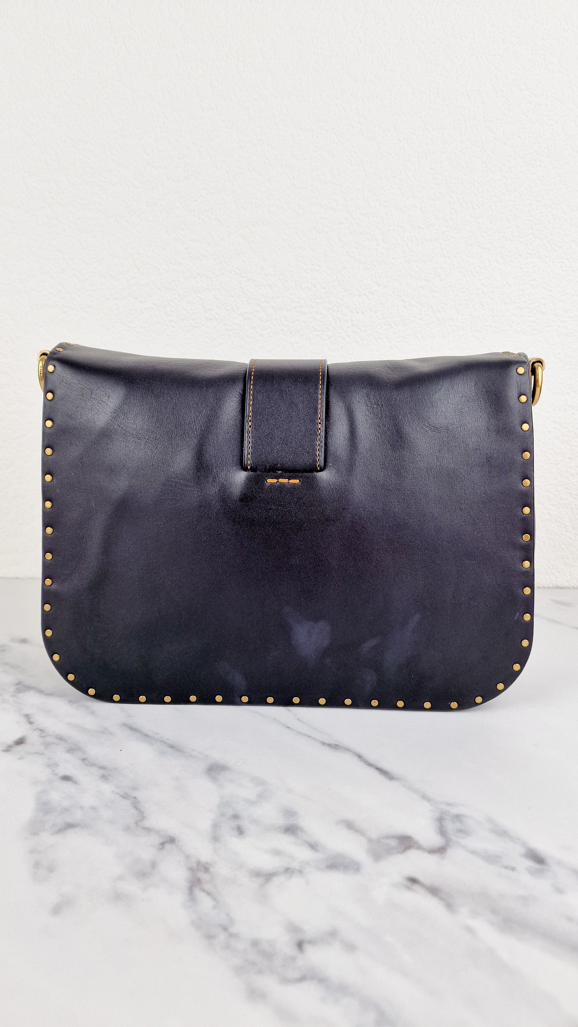 Coach Page 27 With Leopard Print Calfhair & Border Rivets - 1941 Bag Smooth Black Leather - Coach 32870 - Image 9
