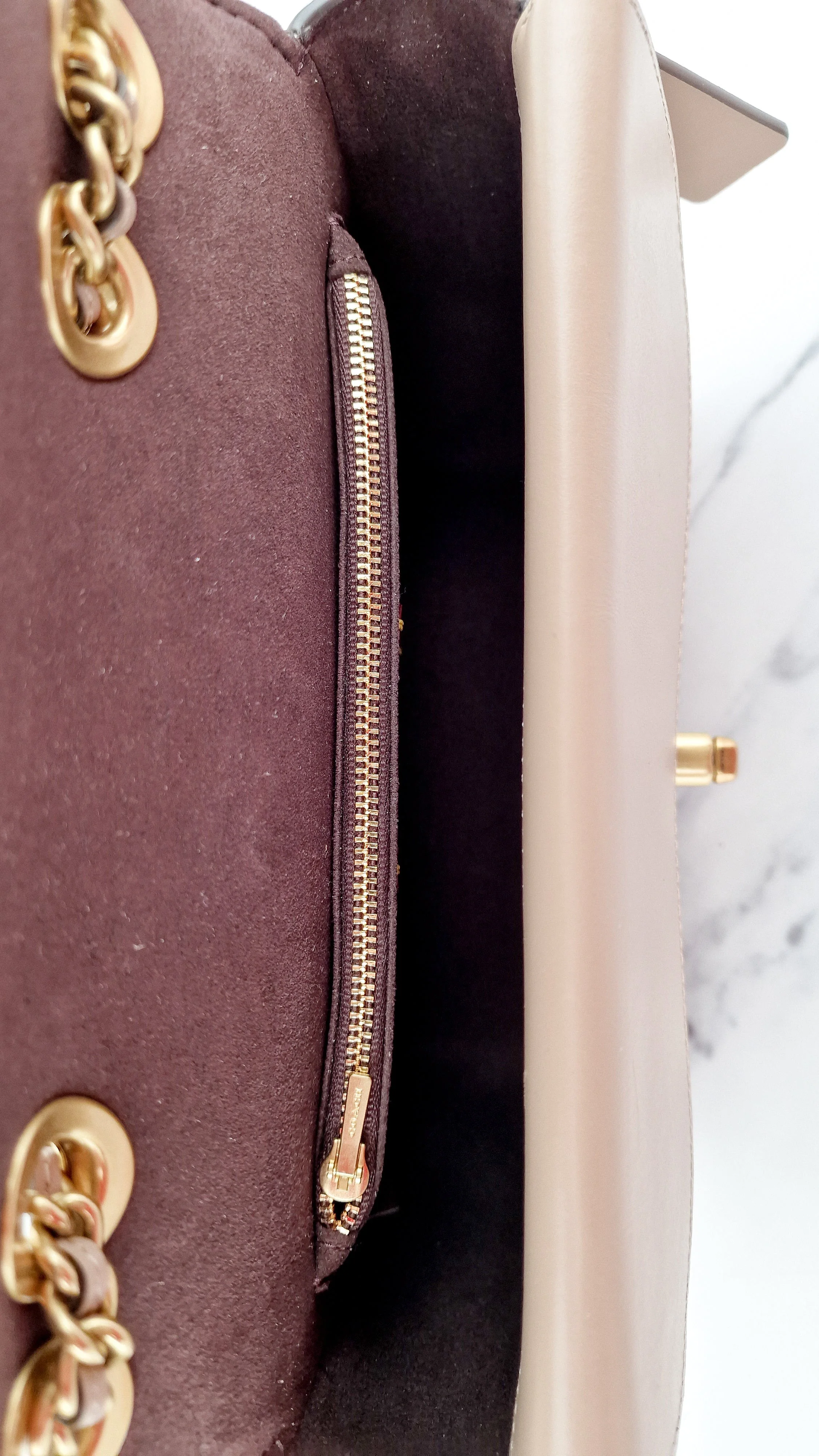 RARE Coach Madison Sample Bag in Tan Leather & Suede with Rivets & Snakeskin Tea Rose Turnlock - Shoulder Bag Crossbody - Image 21