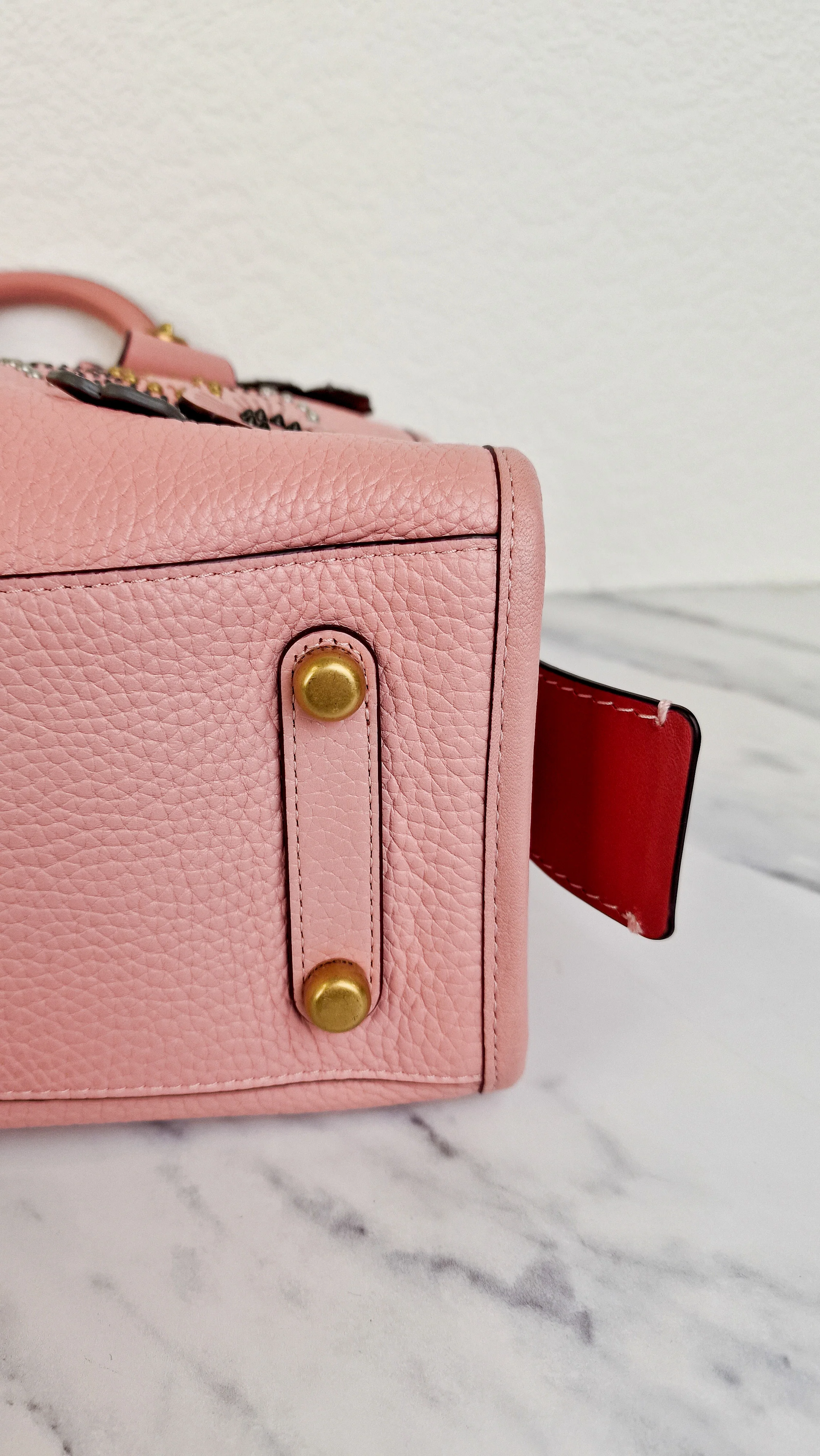 Coach 1941 Rogue 31 in Peony Pink With Snakeskin Tea Roses & Rivets - Handbag With Flowers - Coach 26890 - Image 11