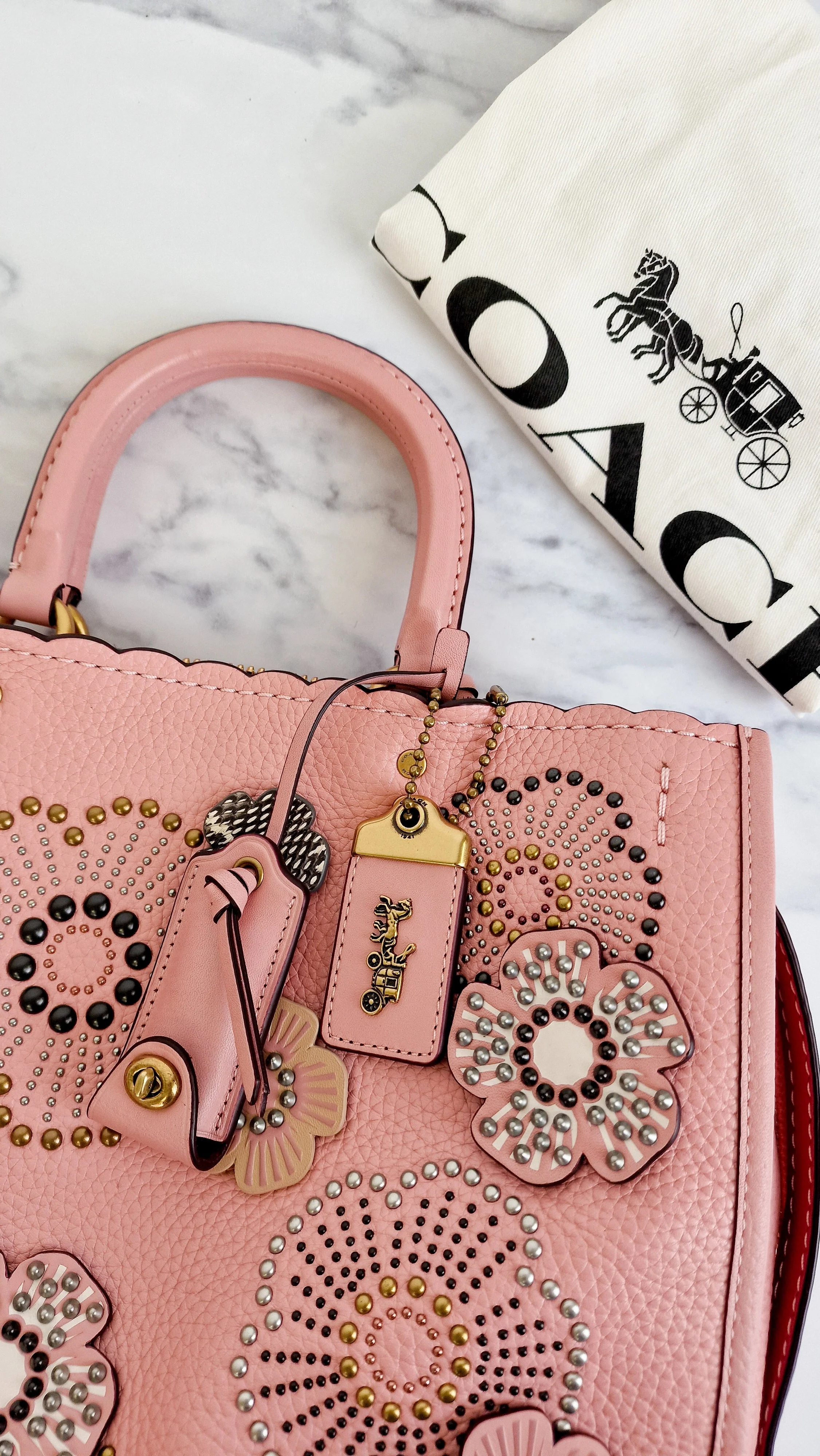 Coach 1941 Rogue 31 in Peony Pink With Snakeskin Tea Roses & Rivets - Handbag With Flowers - Coach 26890 - Image 18