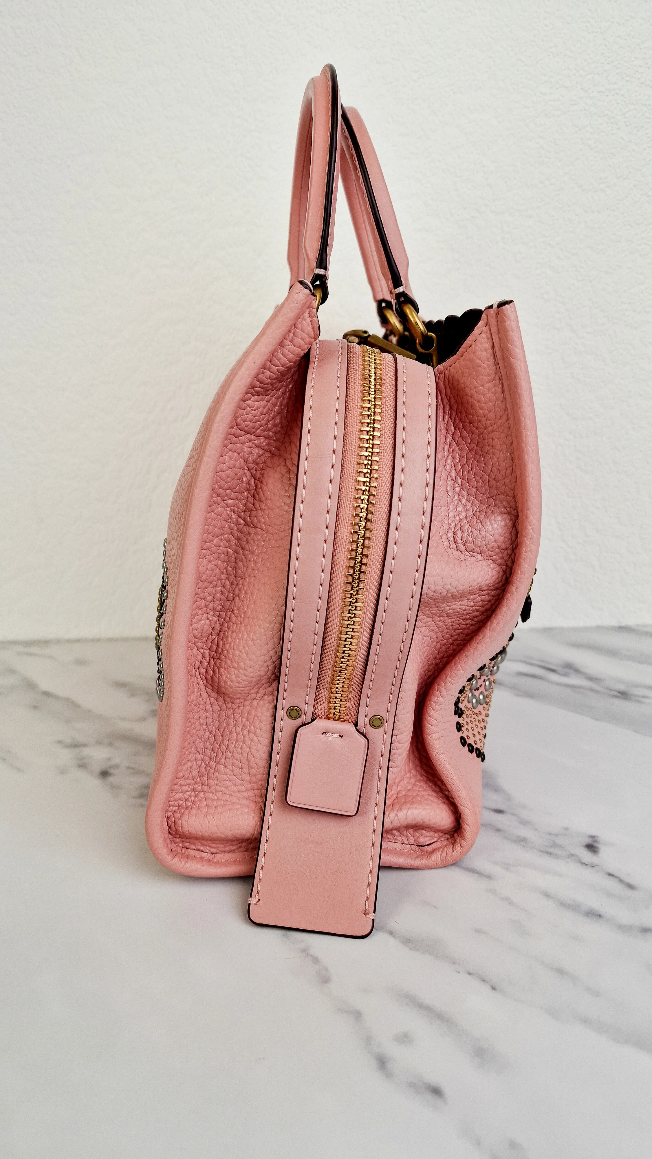Coach 1941 Rogue 31 in Peony Pink With Snakeskin Tea Roses & Rivets - Handbag With Flowers - Coach 26890 - Image 8