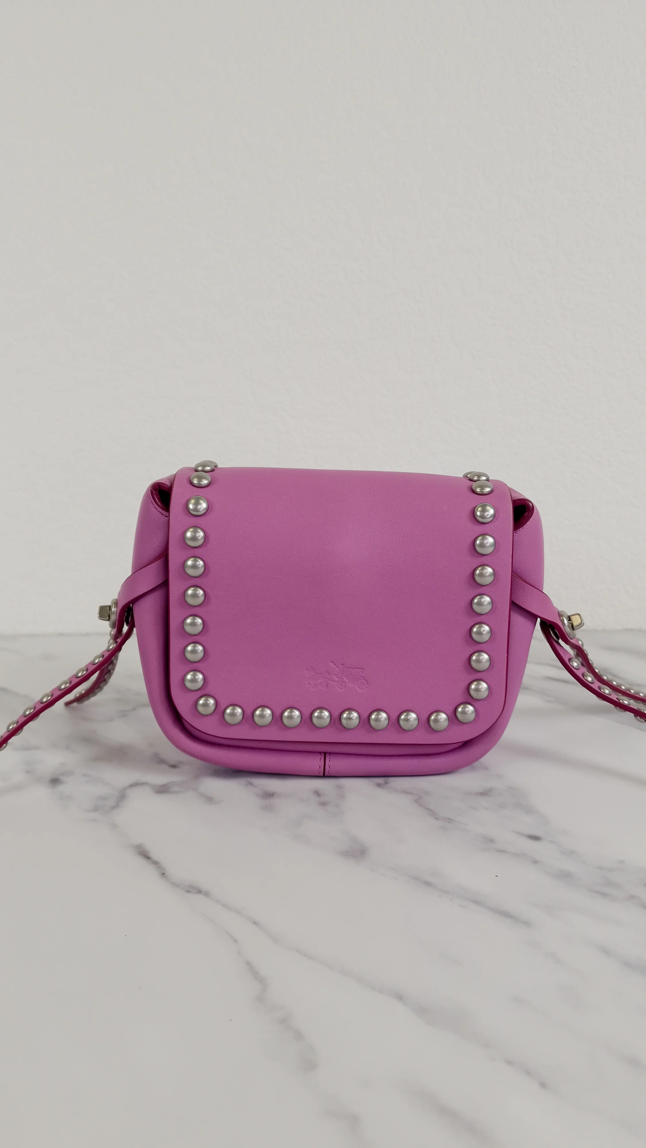 Coach Rivets Dakotah 15 Crossbody Bag in Puce Purple Pink Smooth Calf Leather - Coach 35751 - Image 2
