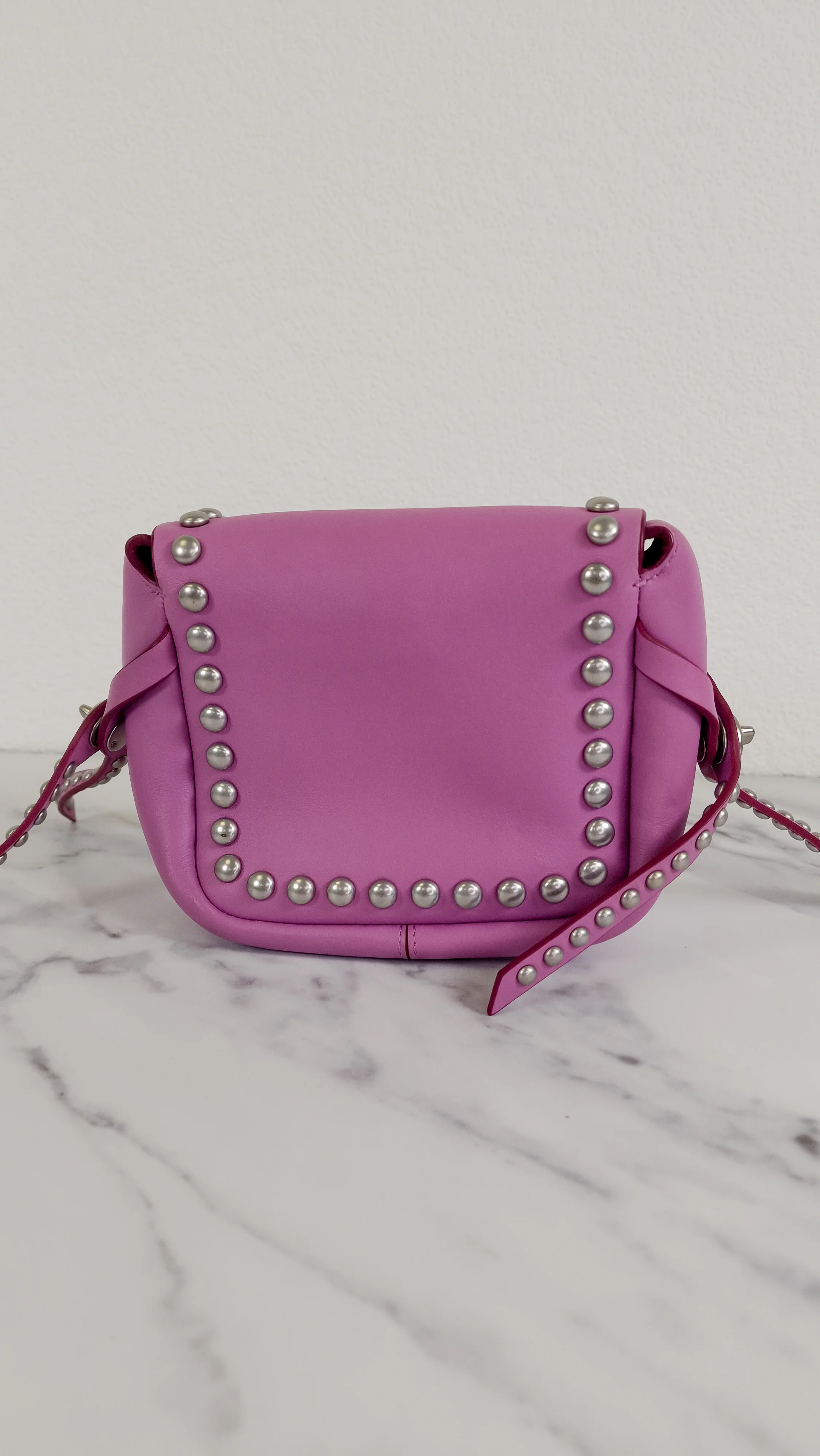 Coach Rivets Dakotah 15 Crossbody Bag in Puce Purple Pink Smooth Calf Leather - Coach 35751 - Image 3