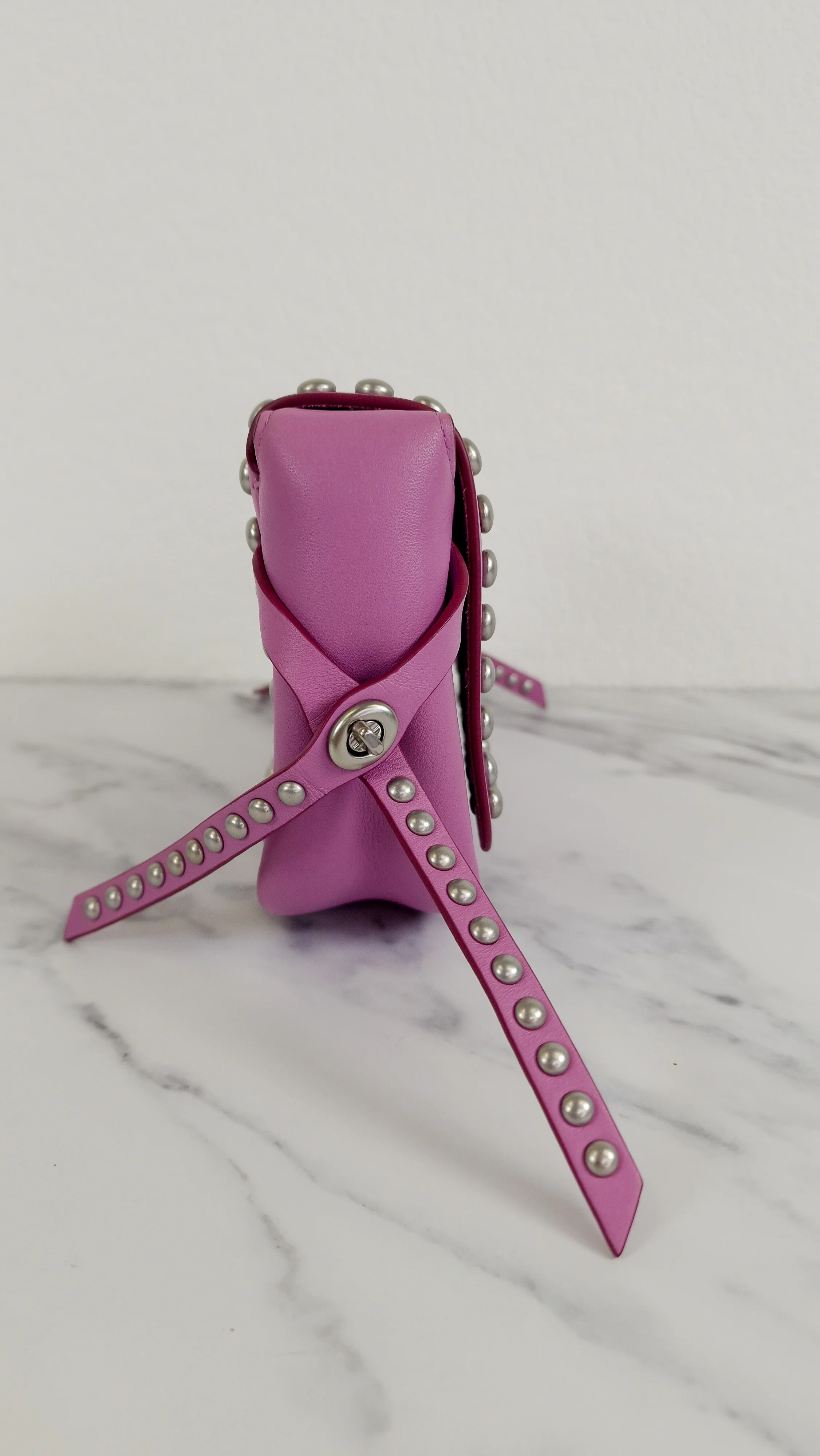 Coach Rivets Dakotah 15 Crossbody Bag in Puce Purple Pink Smooth Calf Leather - Coach 35751 - Image 6