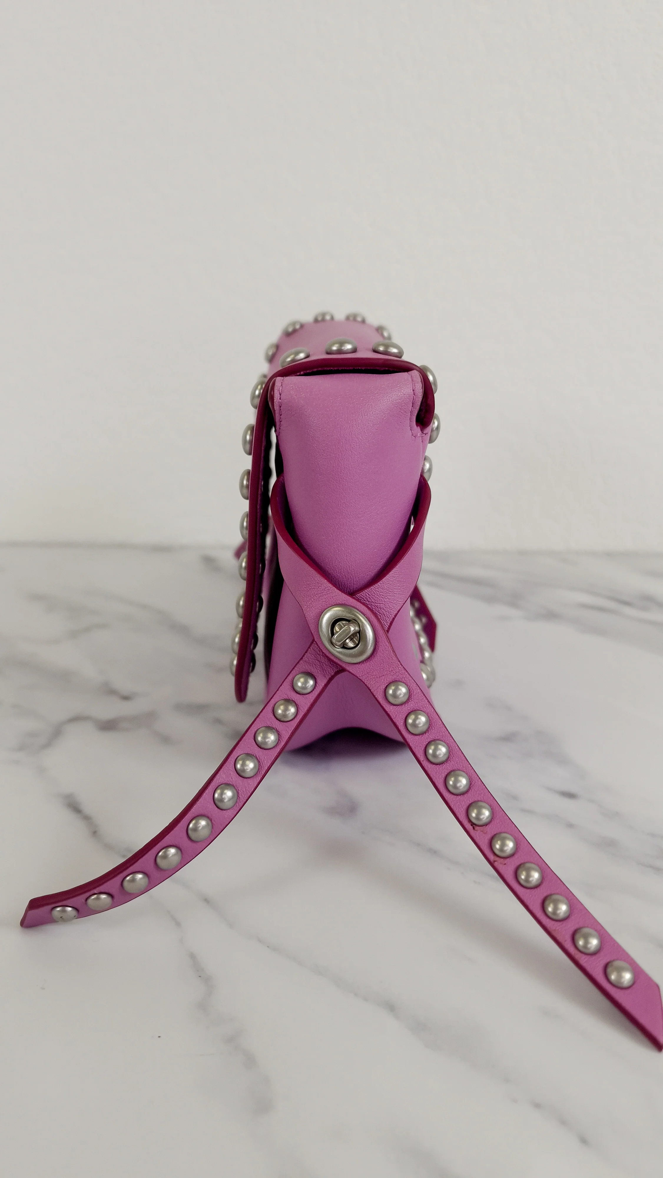 Coach Rivets Dakotah 15 Crossbody Bag in Puce Purple Pink Smooth Calf Leather - Coach 35751 - Image 7