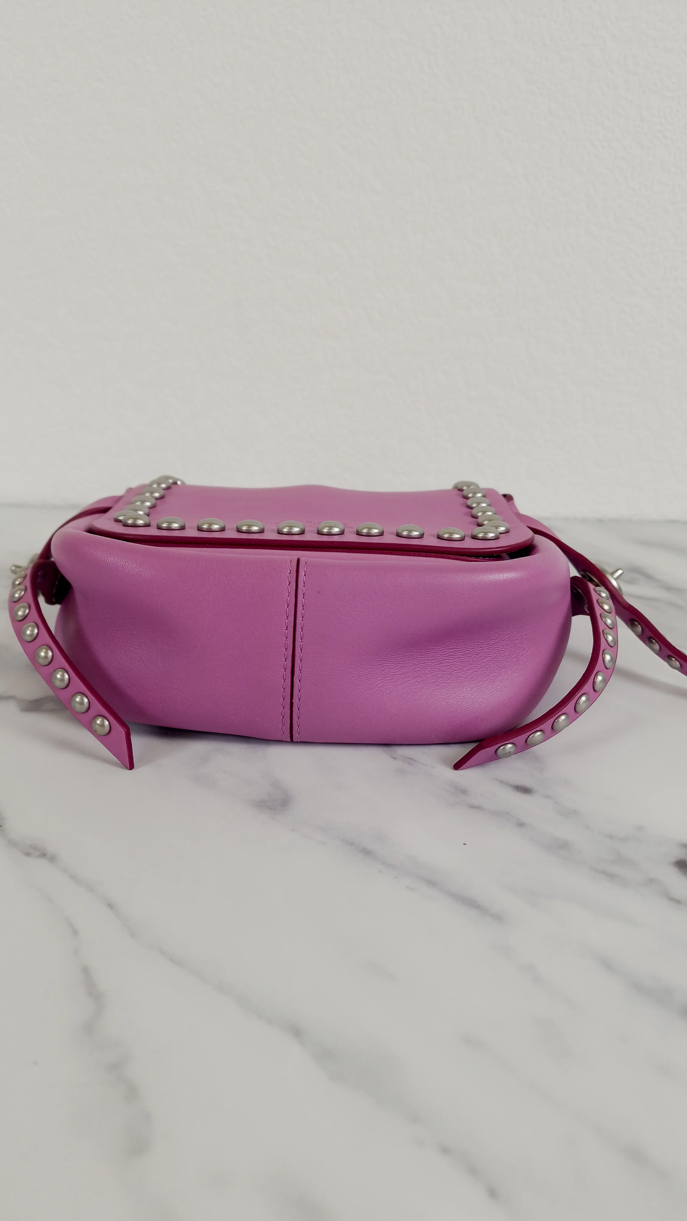 Coach Rivets Dakotah 15 Crossbody Bag in Puce Purple Pink Smooth Calf Leather - Coach 35751 - Image 8