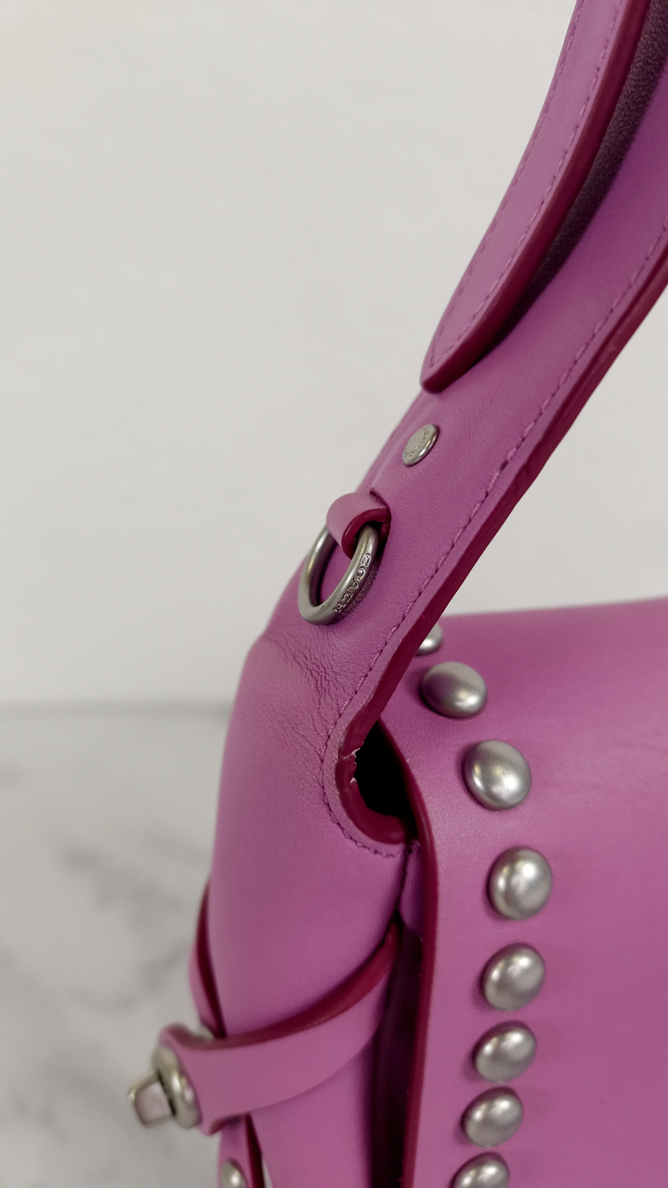 Coach Rivets Dakotah 15 Crossbody Bag in Puce Purple Pink Smooth Calf Leather - Coach 35751 - Image 9